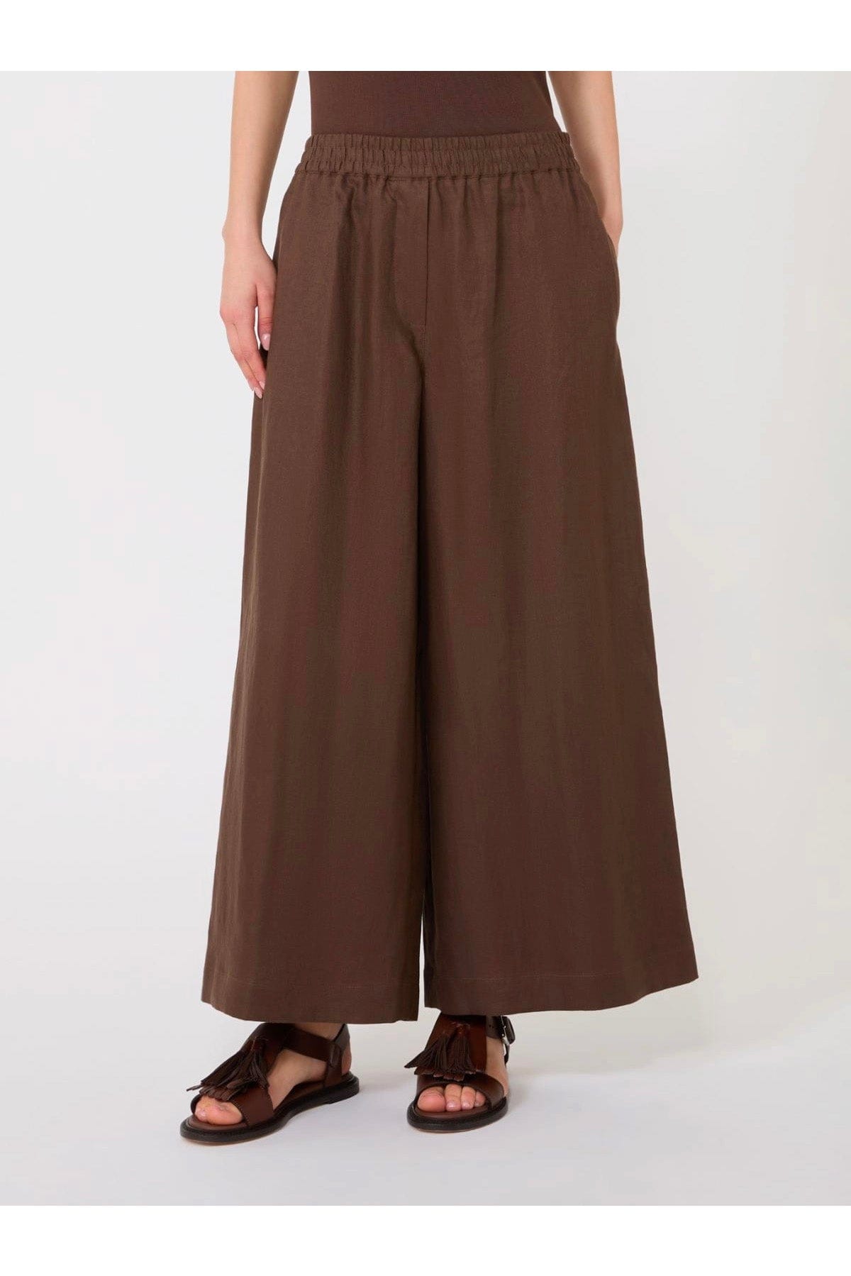 MAXMARA'S BRANDS PANTALONE LUNGO  CIOCCOLATO / 34 Pantaloni in lino donna Weekend Max Mara Wkdfelino