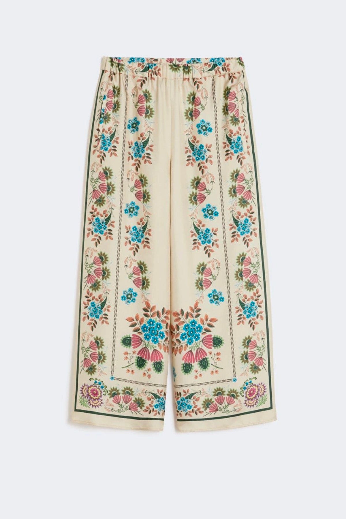 MAXMARA'S BRANDS PANTALONE LUNGO  FONDO BIANCO / 34 Pantaloni fiorati in seta donna Weekend Max Mara Wkdsnack