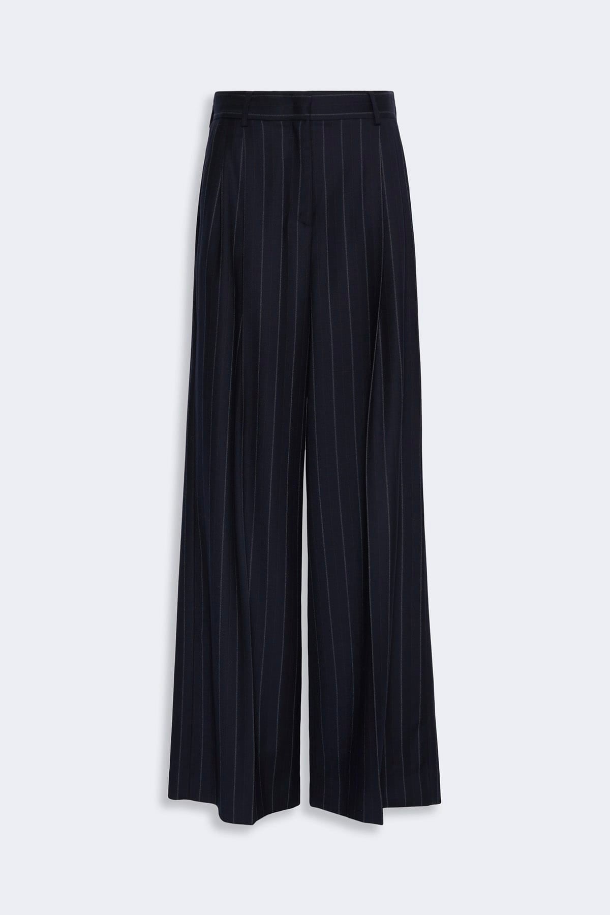 MAXMARA'S BRANDS PANTALONE LUNGO  GESSATO BLU / 34 Pantaloni over donna Max Mara Weekend Wkdnebbie