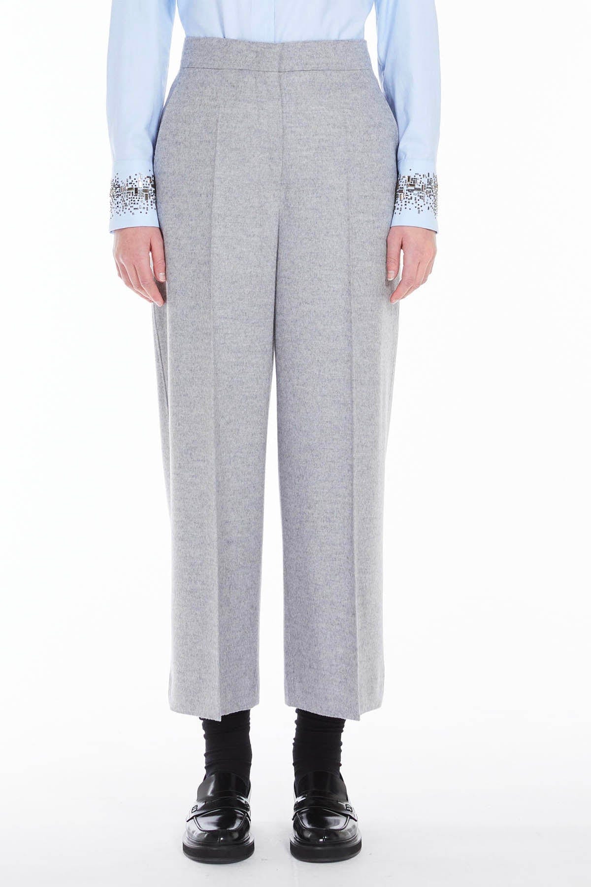 MAXMARA&#39;S BRANDS PANTALONE LUNGO  GRIGIO MEDIO / 34 Pantaloni in Lana Donna Max Mara Studio Burano