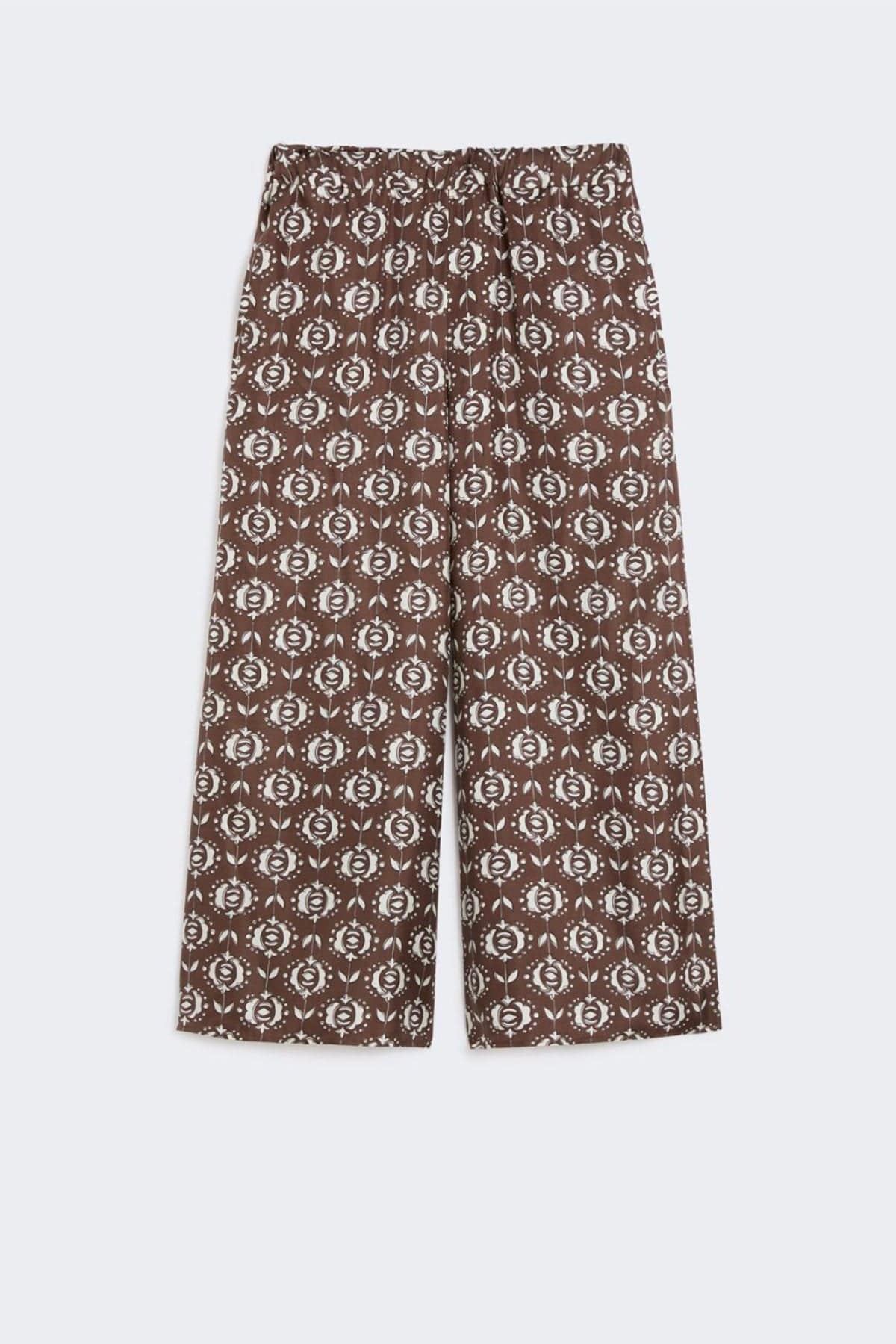 MAXMARA'S BRANDS PANTALONE LUNGO  MARRONE DIS.BIANCHI / 34 Pantalone donna ampio in seta Weekend Max Mara Tortona