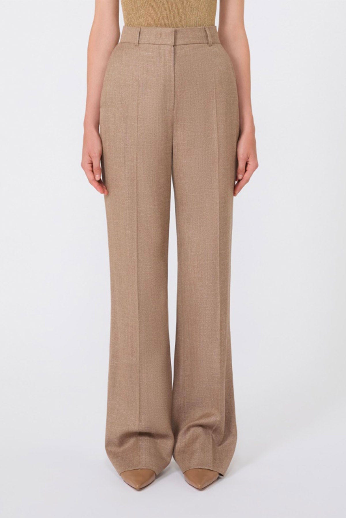 MAXMARA'S BRANDS PANTALONE LUNGO  MARRONE VISONE / 34 Pantalone lungo a palazzo donna Studio Max Mara Eziana