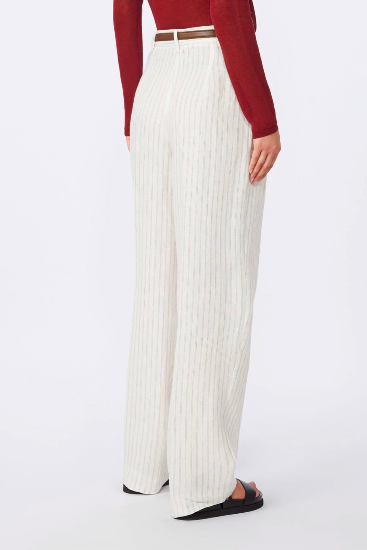 MAXMARA'S BRANDS PANTALONE LUNGO  Pantaloni donna bianchi in lino Max Mara Studio Mstfonte