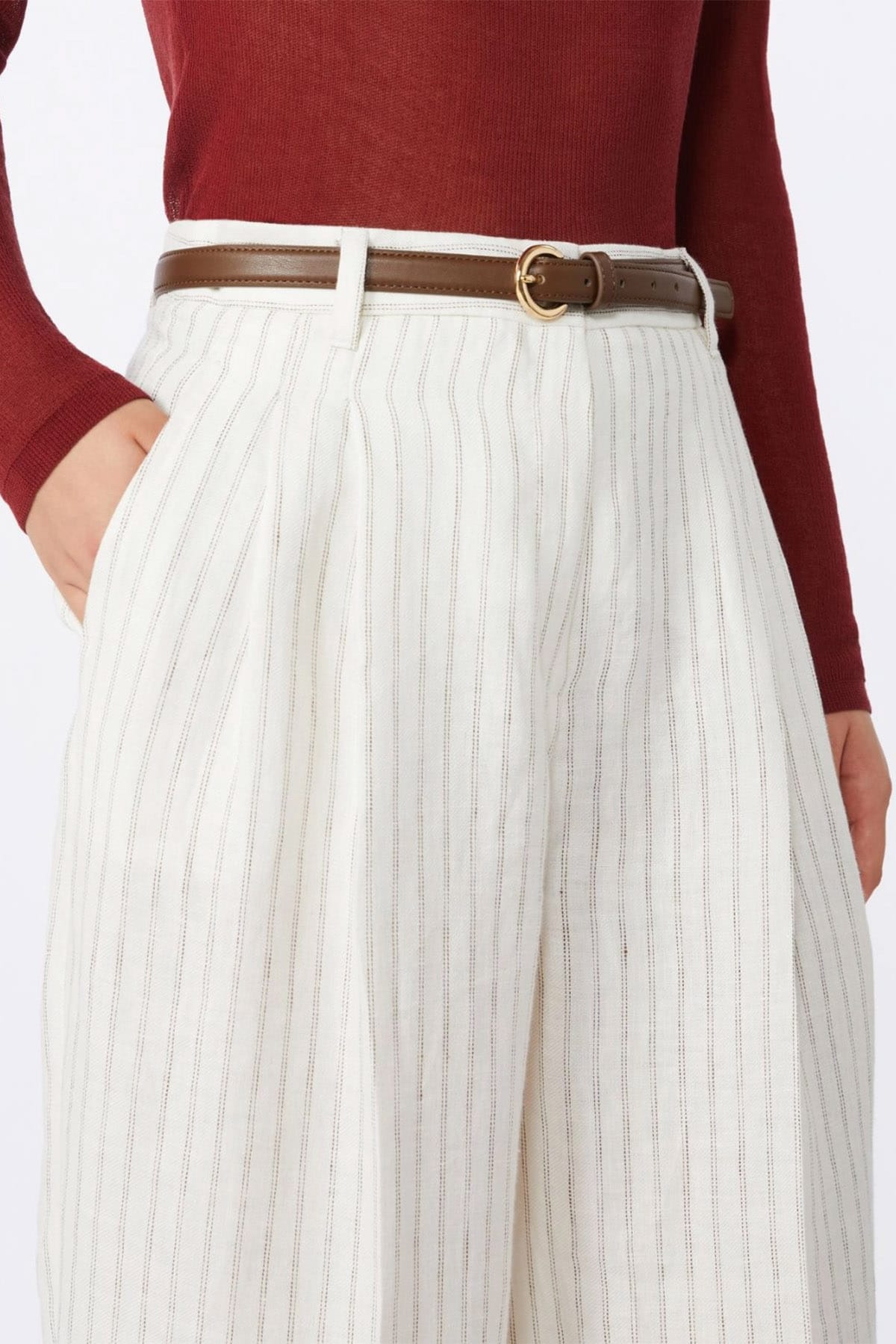 MAXMARA'S BRANDS PANTALONE LUNGO  Pantaloni donna bianchi in lino Max Mara Studio Mstfonte