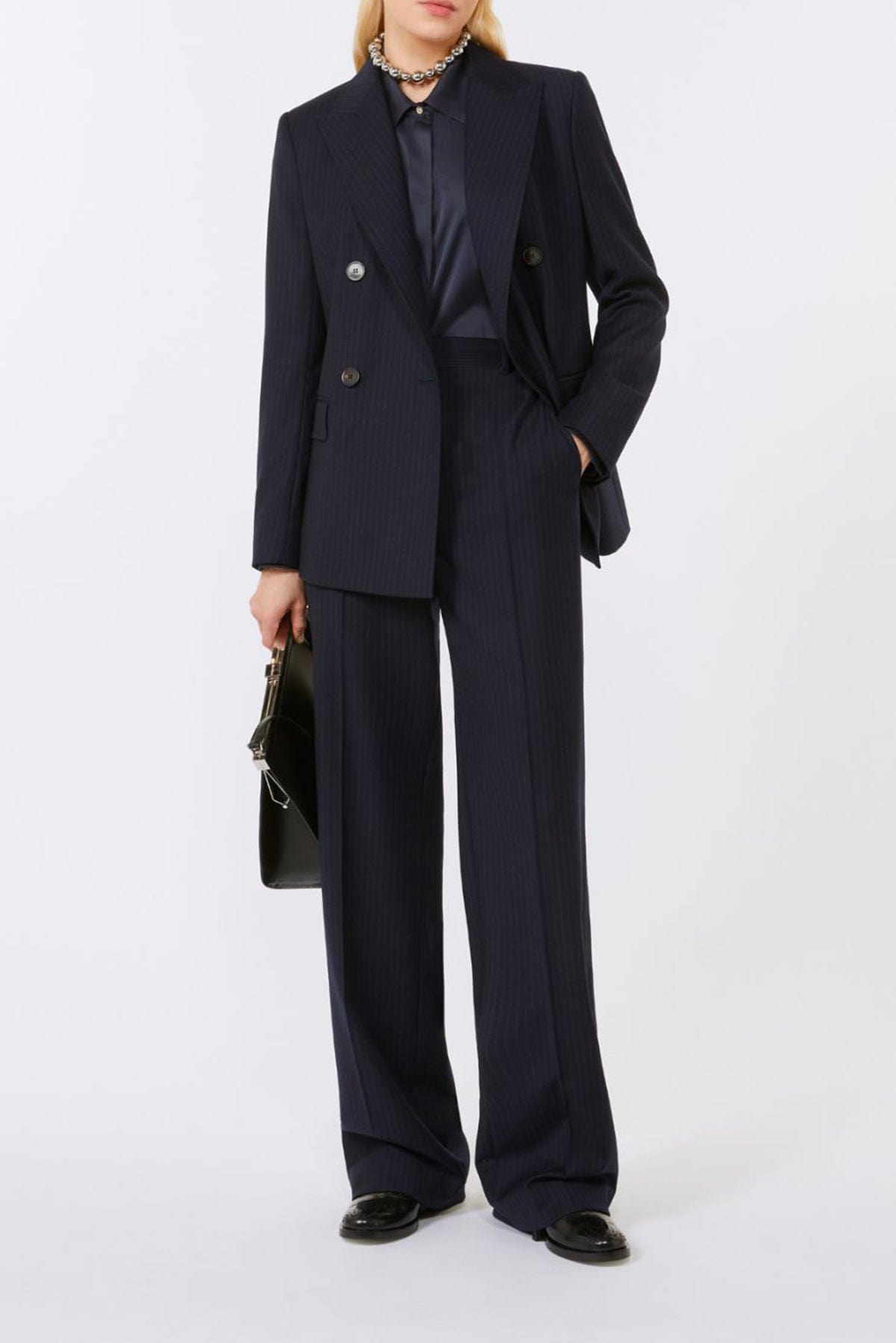 MAXMARA'S BRANDS PANTALONE LUNGO  GESSATO BLU / 34 Pantaloni donna gessato sottile blu Studio Max Mara Medium