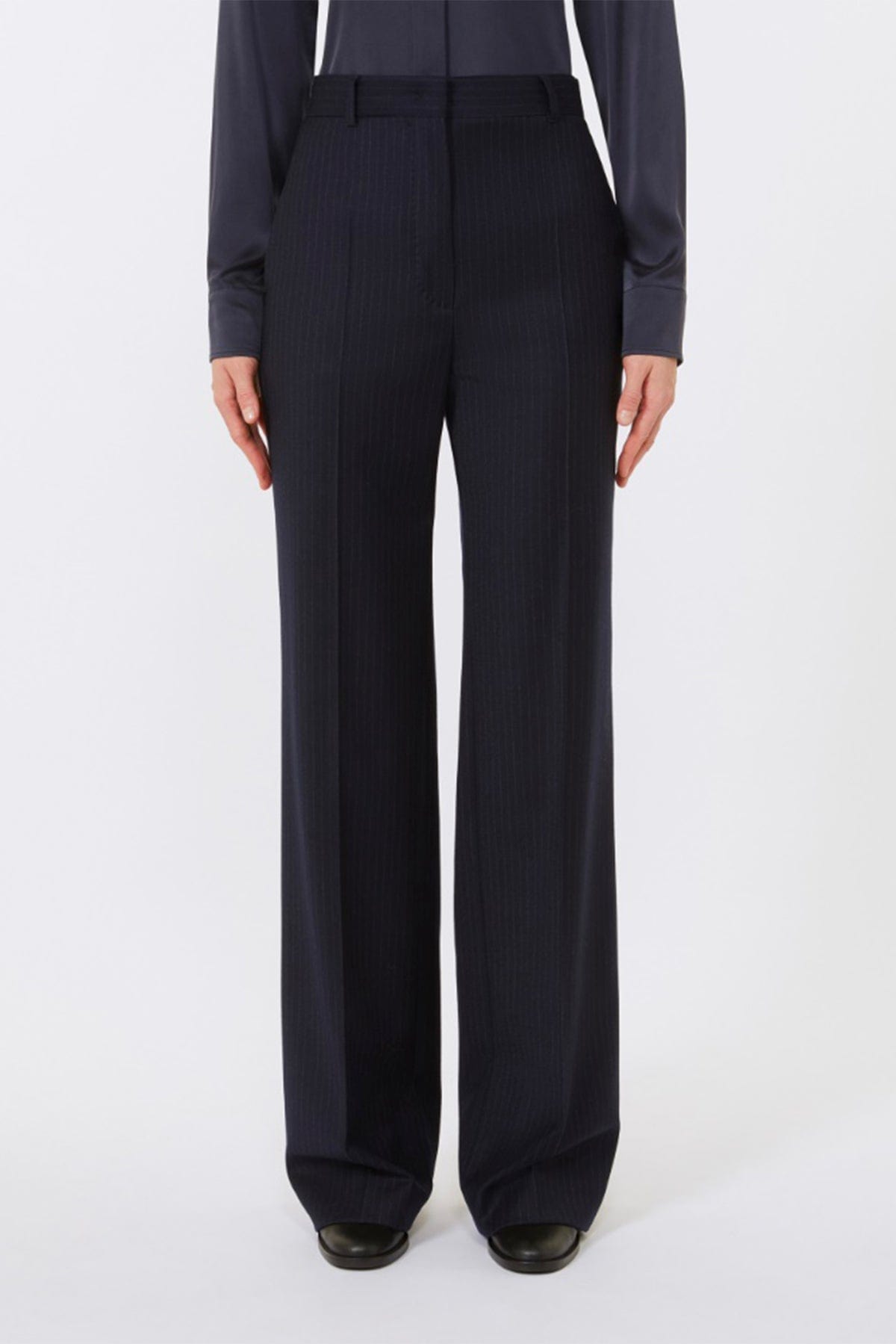 MAXMARA&#39;S BRANDS PANTALONE LUNGO  Pantaloni donna gessato sottile blu Studio Max Mara Medium