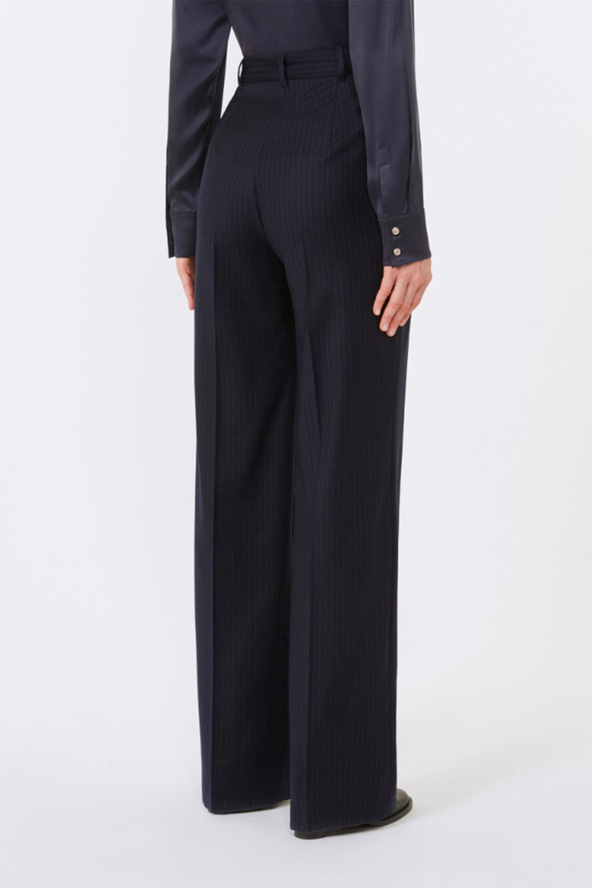 MAXMARA&#39;S BRANDS PANTALONE LUNGO  Pantaloni donna gessato sottile blu Studio Max Mara Medium