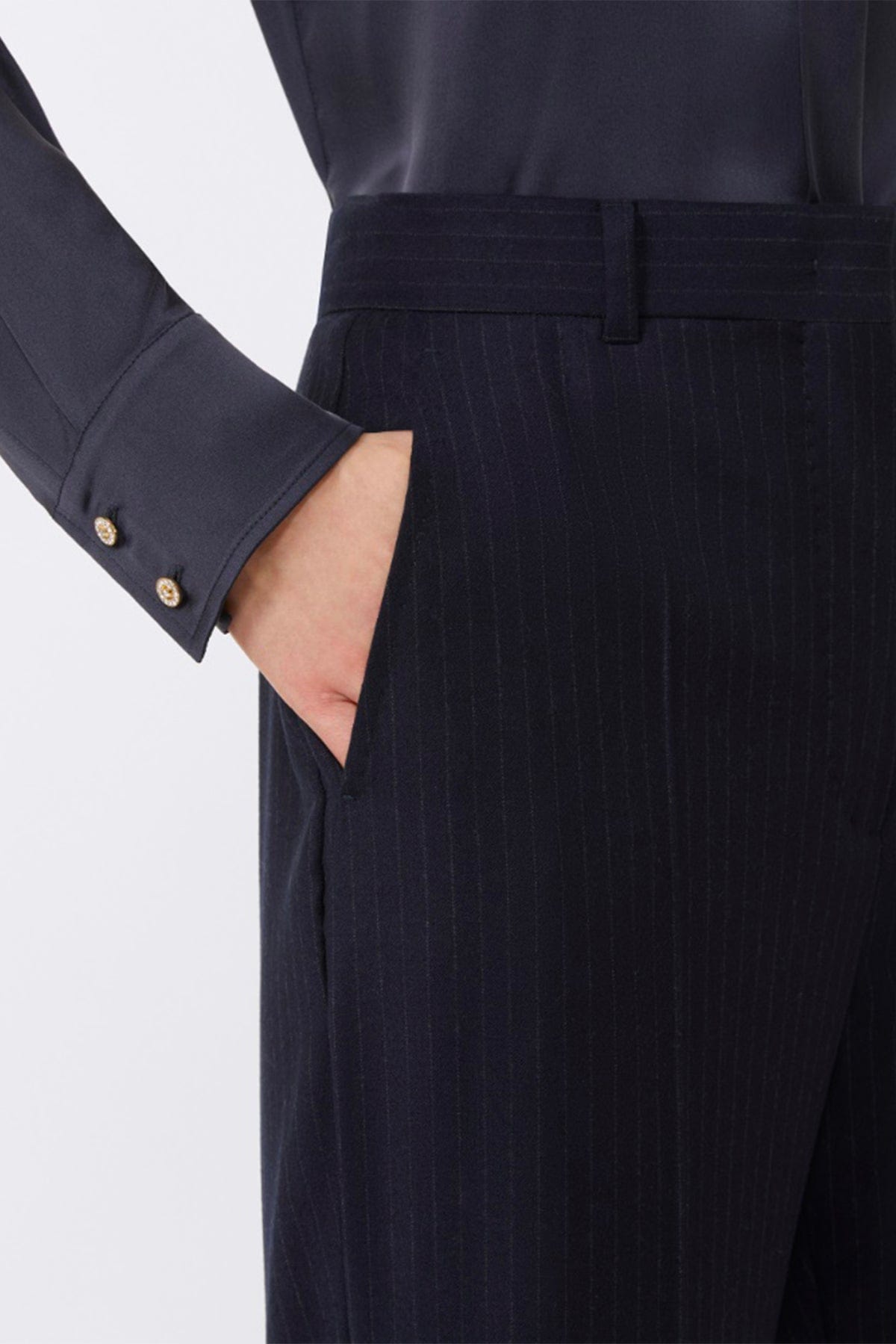 MAXMARA&#39;S BRANDS PANTALONE LUNGO  Pantaloni donna gessato sottile blu Studio Max Mara Medium