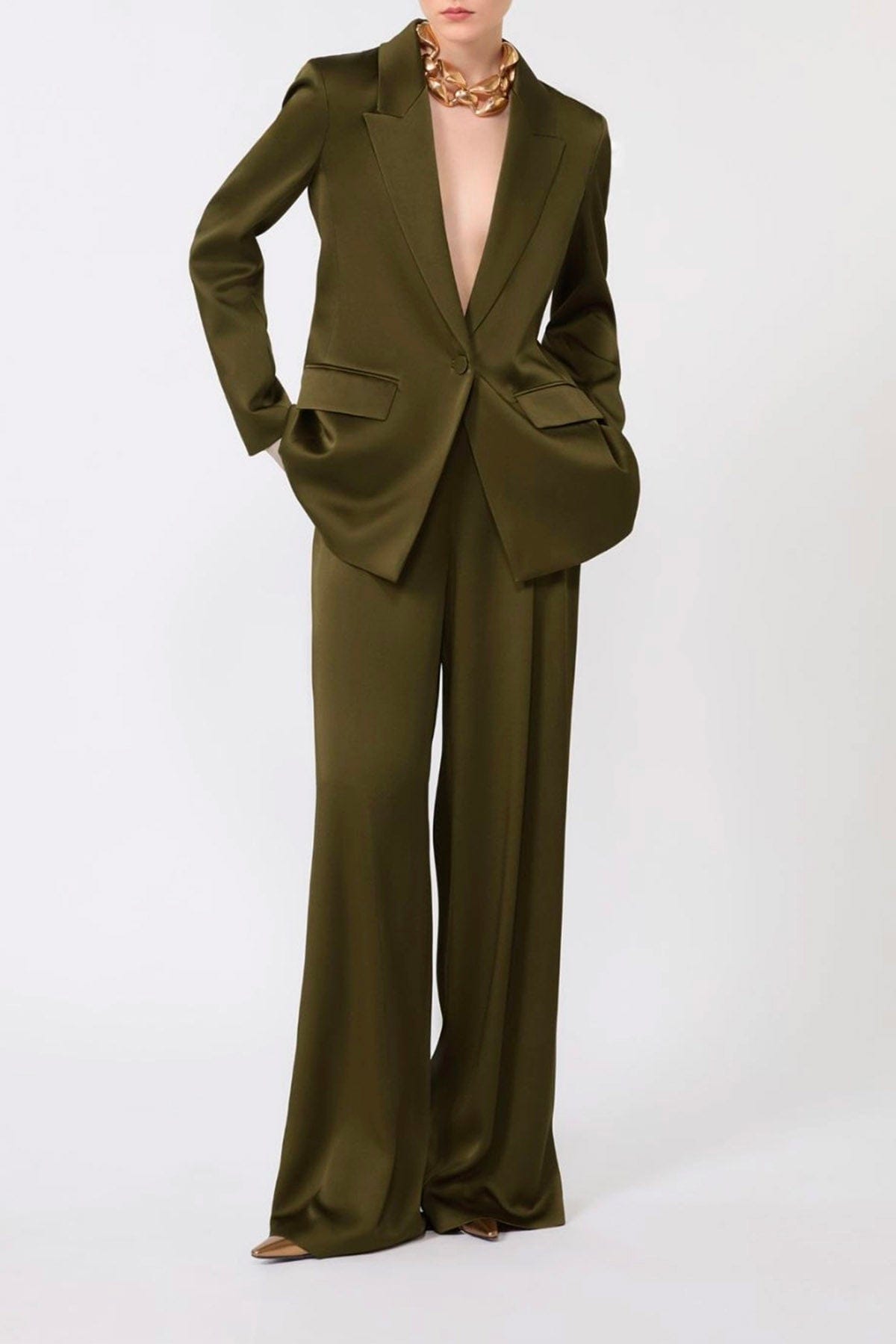MAXMARA'S BRANDS PANTALONE LUNGO  VERDE MUSCHIO / 34 Pantaloni dritti fluidi donna Max Mara Studio Msecono