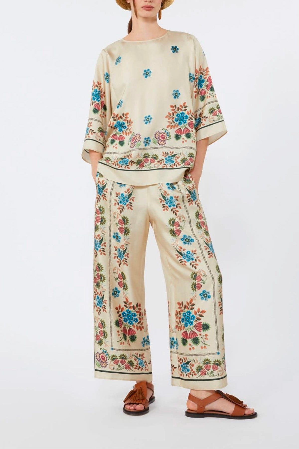 MAXMARA'S BRANDS PANTALONE LUNGO  Pantaloni fiorati in seta donna Weekend Max Mara Wkdsnack