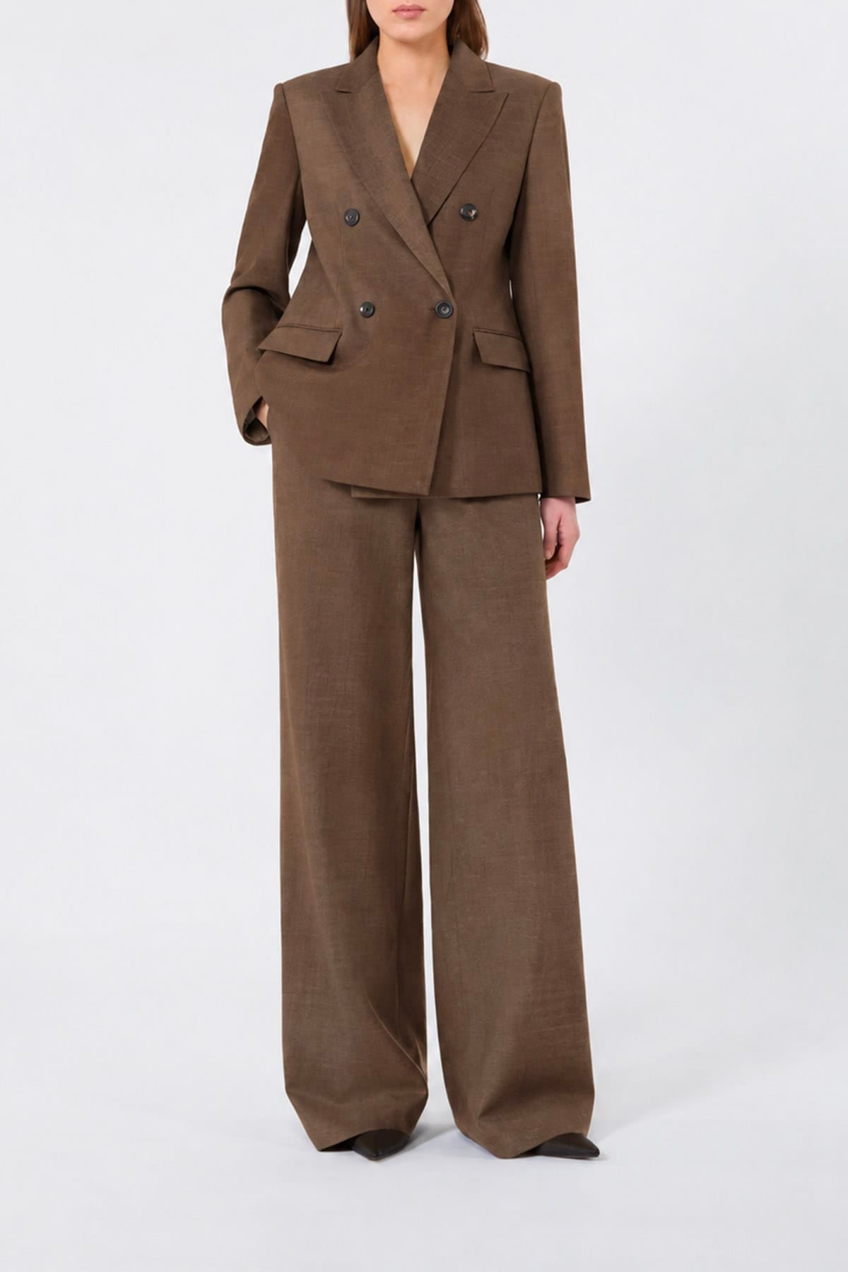 MAXMARA'S BRANDS PANTALONE LUNGO  CASTAGNA MARRONE / 34 Pantaloni fluidi in lana donna Max Mara Studio Mstdenaro