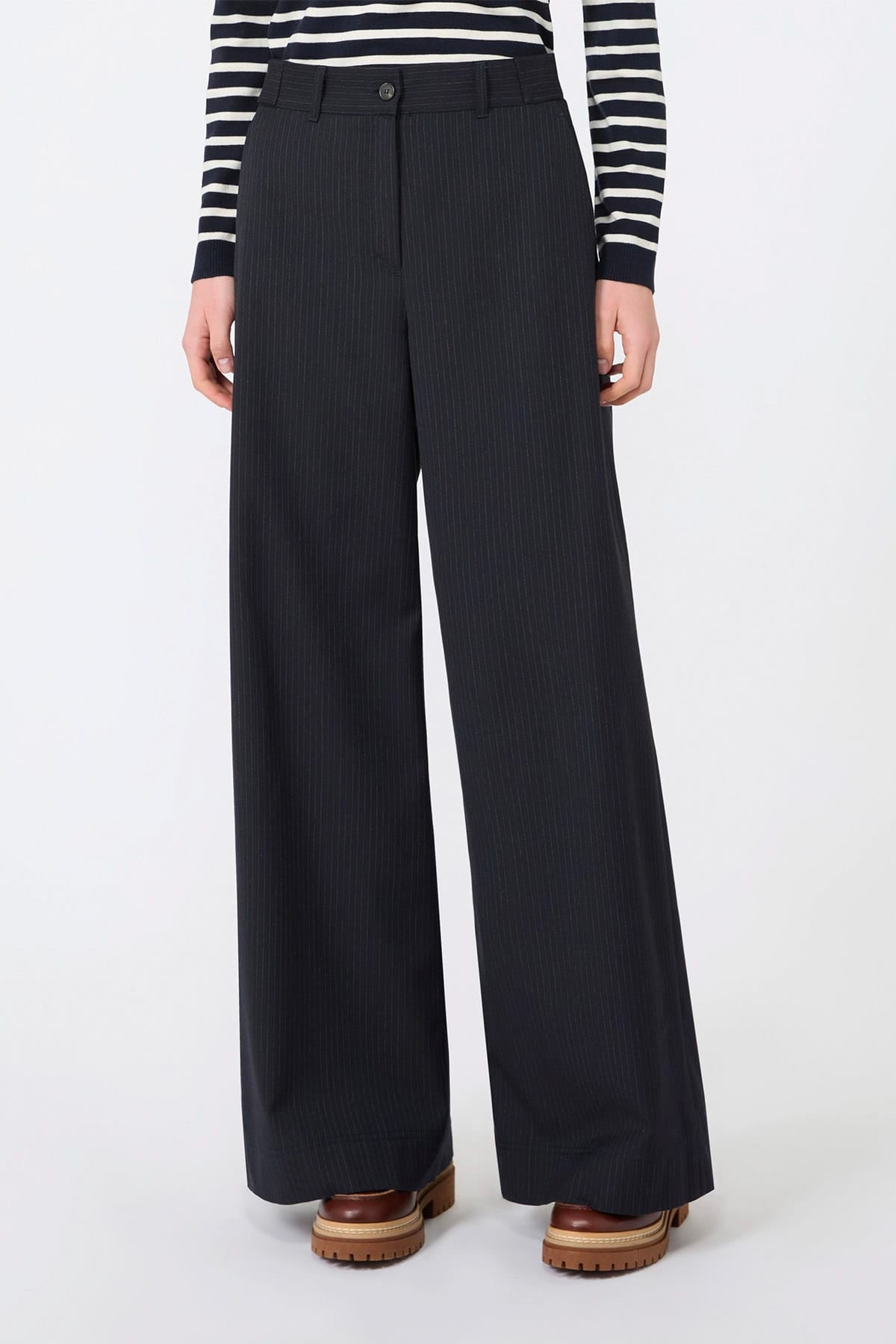 MAXMARA'S BRANDS PANTALONE LUNGO  Pantaloni gessati blu donna Max Mara Weekend Wkdbravo