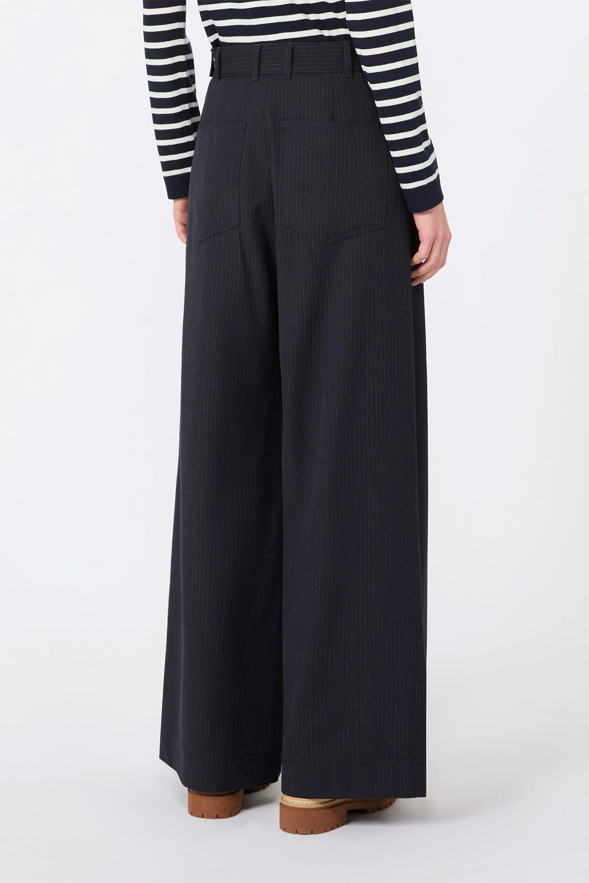 MAXMARA'S BRANDS PANTALONE LUNGO  Pantaloni gessati blu donna Max Mara Weekend Wkdbravo