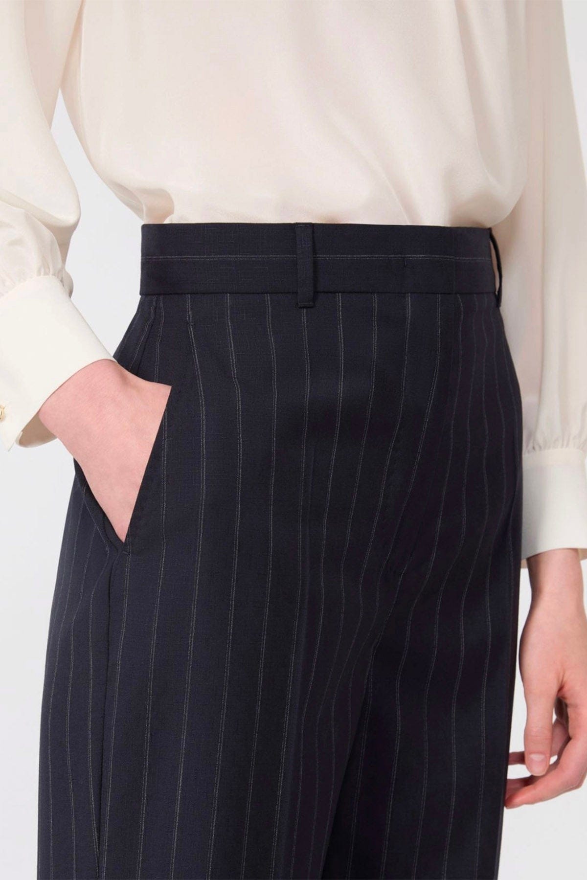 MAXMARA'S BRANDS PANTALONE LUNGO  BLU GESSATO / 34 Pantaloni gessati donna Max Mara Studio Mstenfasi