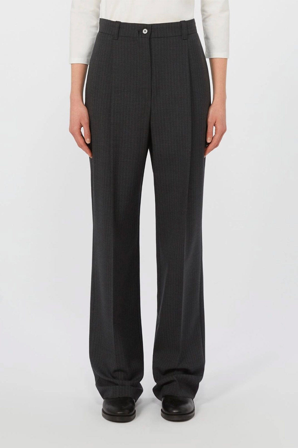 MAXMARA&#39;S BRANDS PANTALONE LUNGO  Pantaloni gessati grigi donna Max Mara Weekend Salsa