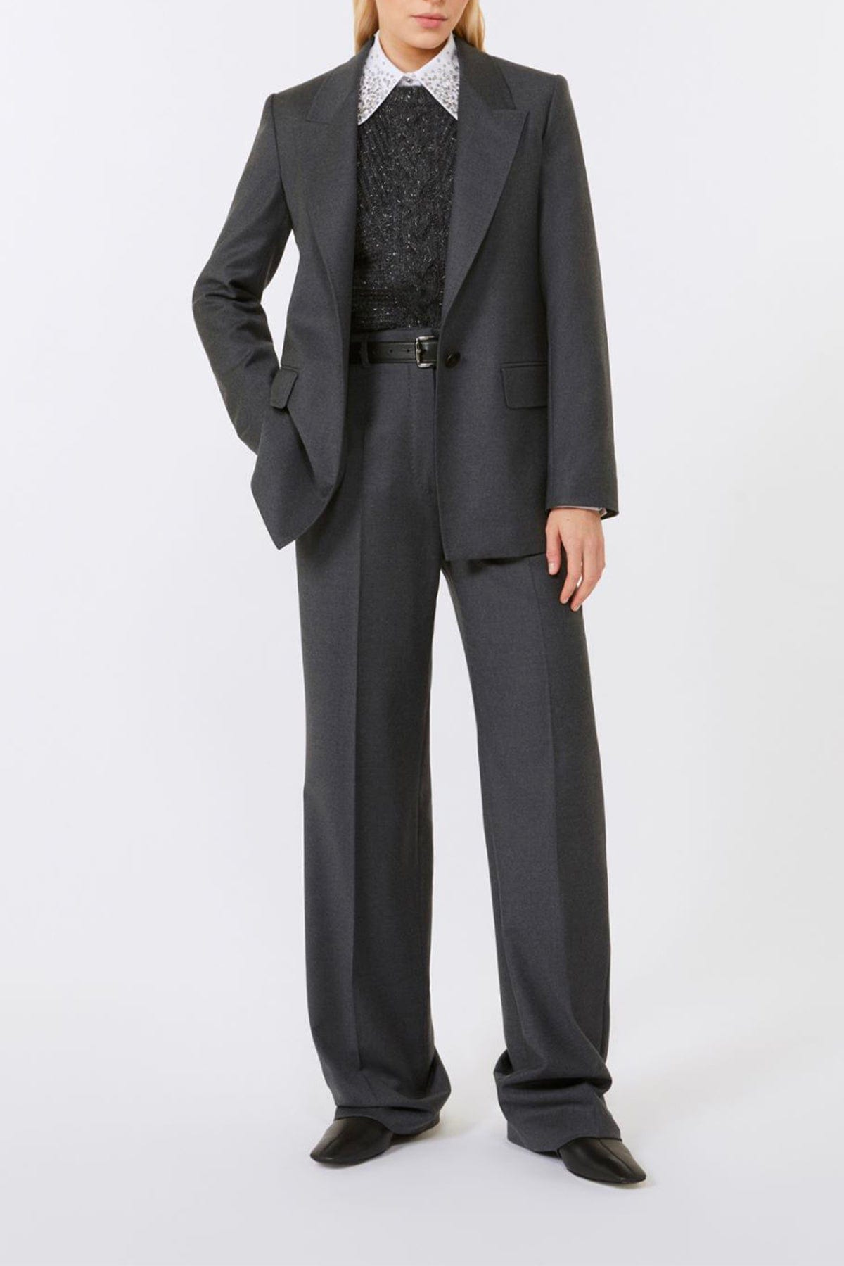 MAXMARA'S BRANDS PANTALONE LUNGO  GRIGIO SCURO / 34 Pantaloni grigi in lana Donna Max Mara Studio Lambro