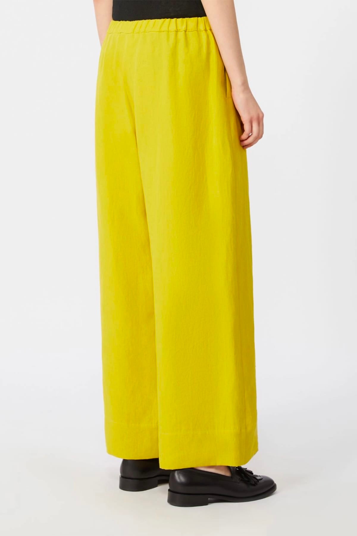 MAXMARA'S BRANDS PANTALONE LUNGO  GIALLO LIMONE / 34 Pantaloni in lino donna 'S Max Mara Smmaurora