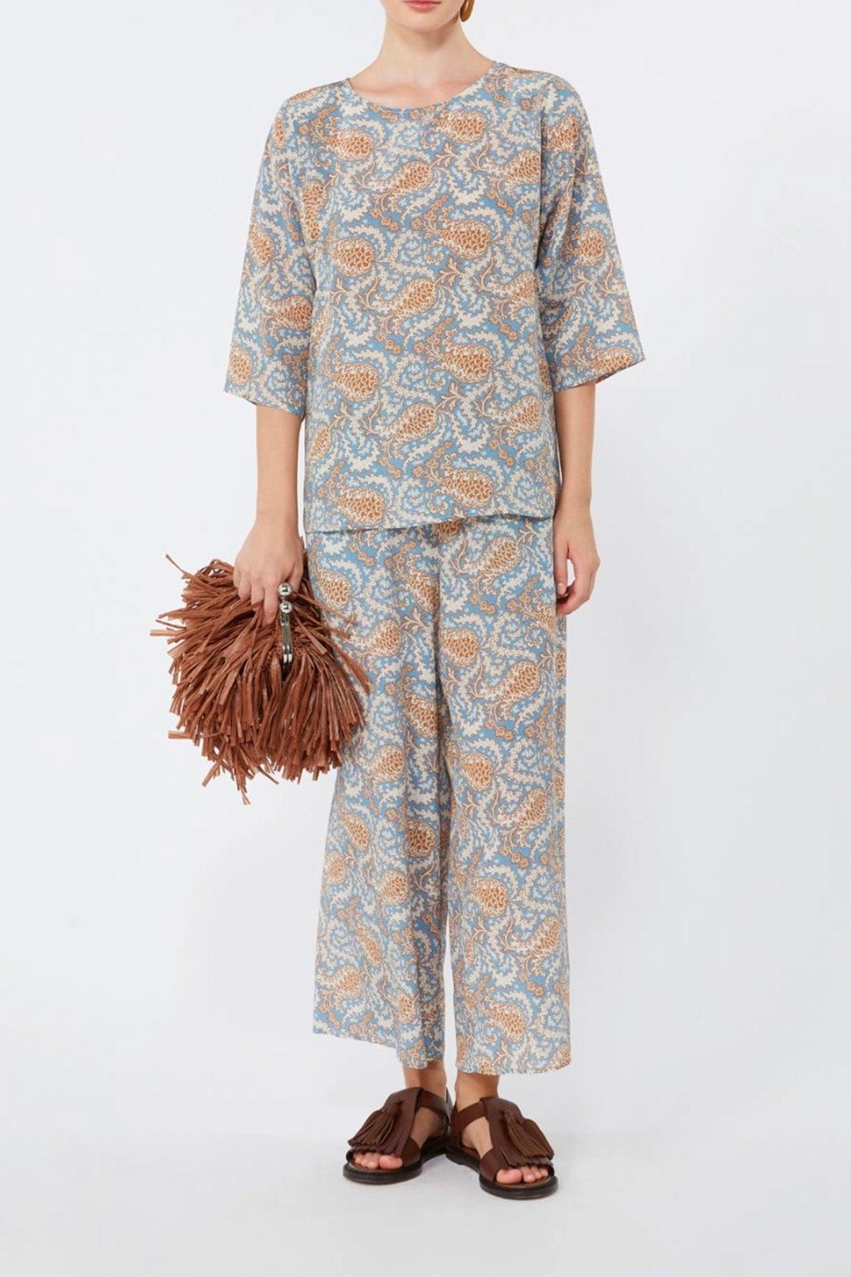 MAXMARA'S BRANDS PANTALONE LUNGO  Pantaloni in seta azzurro donna Max Mara Weekend Wkdnirvana