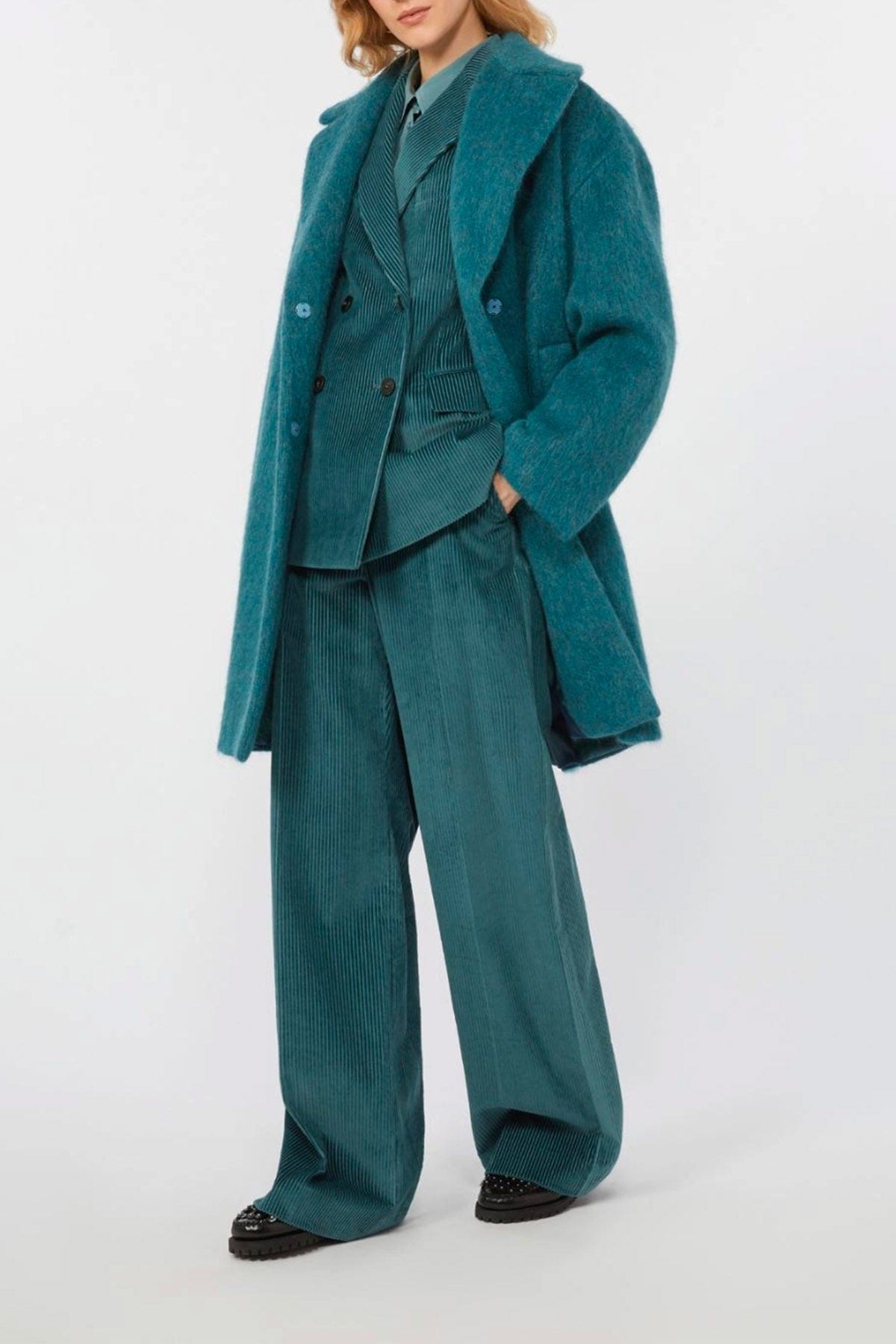 MAXMARA'S BRANDS PANTALONE LUNGO  PETROLIO / 34 Pantaloni in velluto di cotone donna Weekend Max Mara Tania