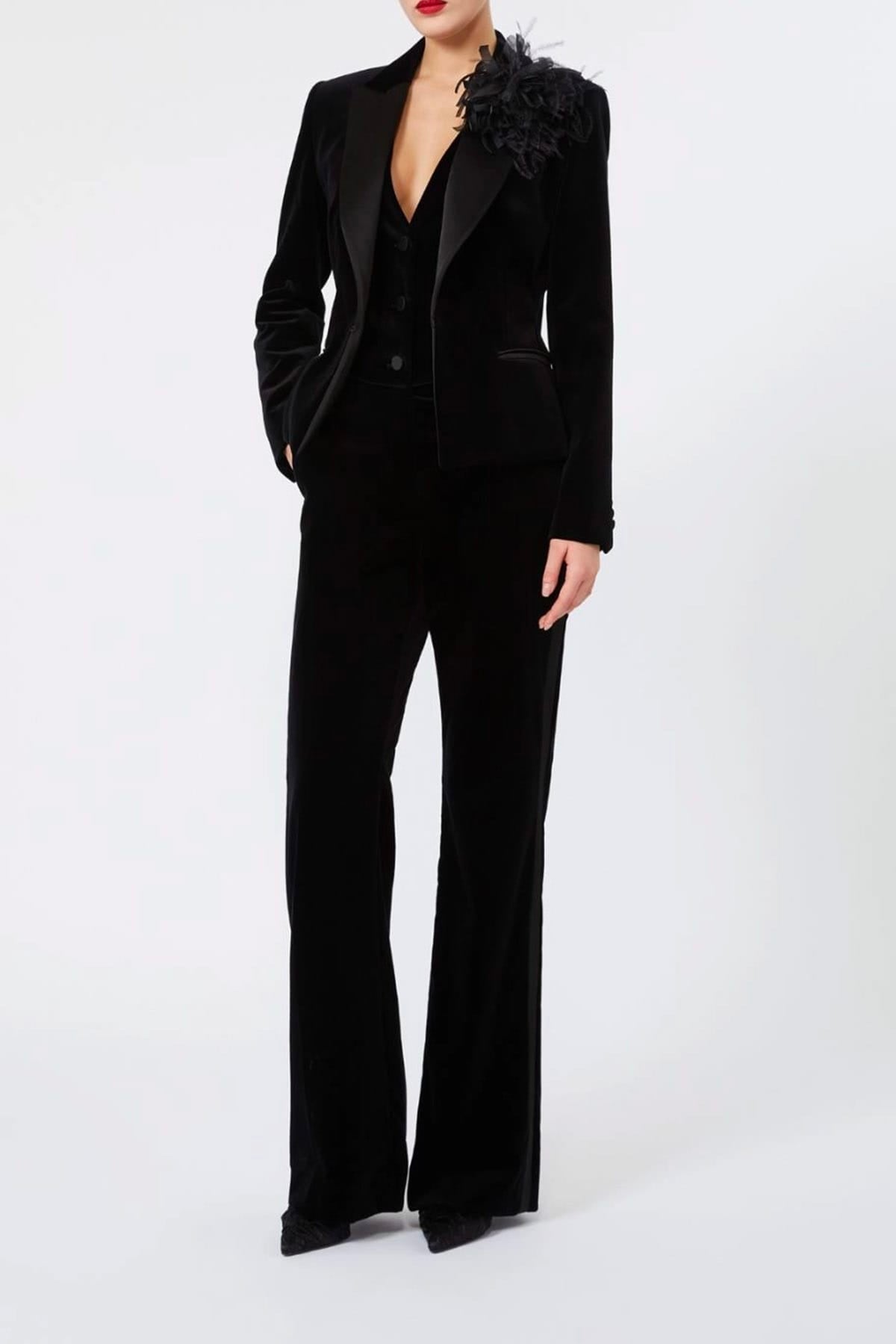 MAXMARA'S BRANDS PANTALONE LUNGO  Pantaloni in velluto nero donna eleganti Max Mara Studio Mseoscuri