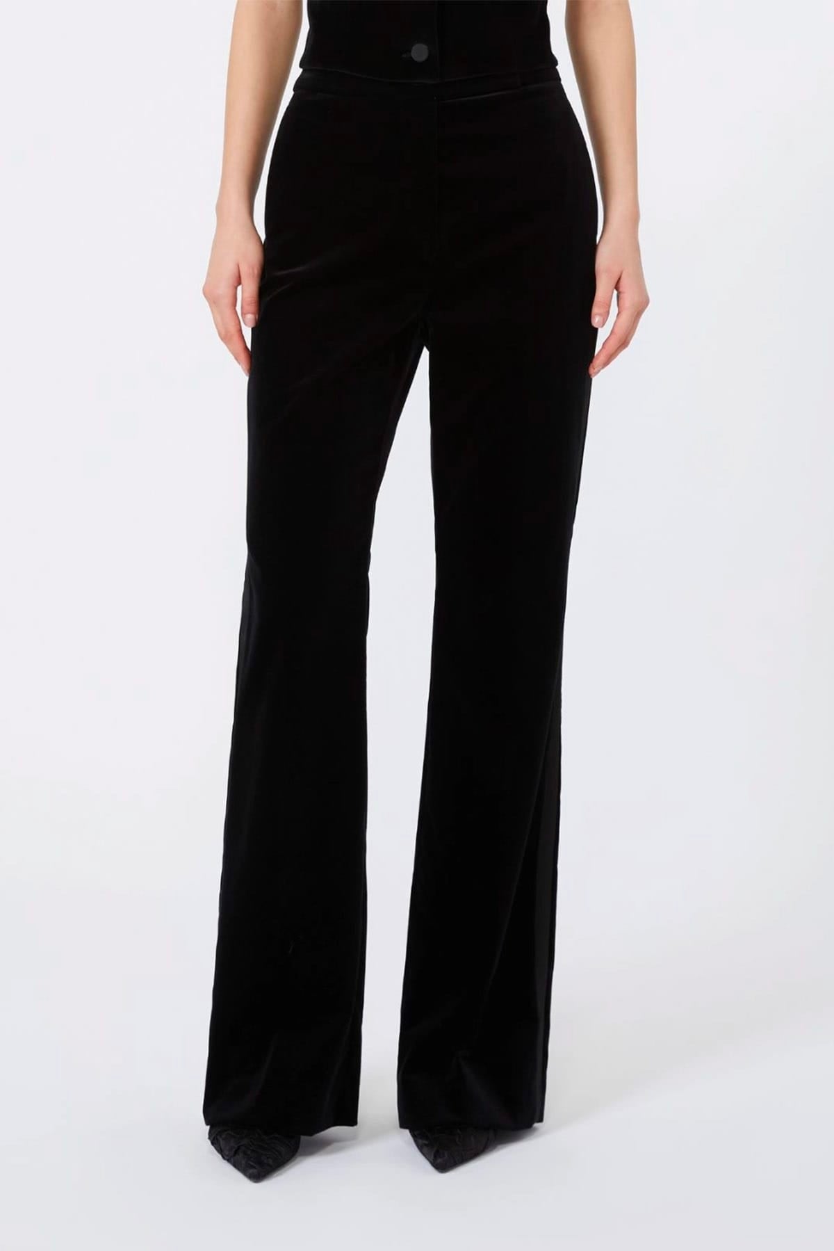 MAXMARA'S BRANDS PANTALONE LUNGO  Pantaloni in velluto nero donna eleganti Max Mara Studio Mseoscuri
