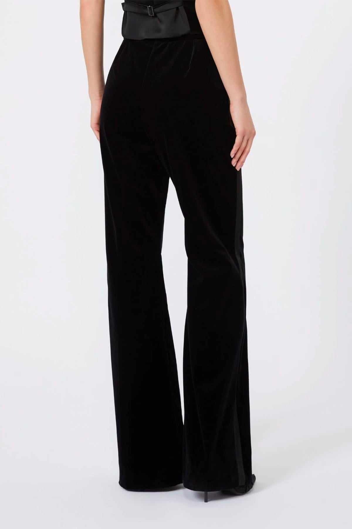 MAXMARA'S BRANDS PANTALONE LUNGO  Pantaloni in velluto nero donna eleganti Max Mara Studio Mseoscuri