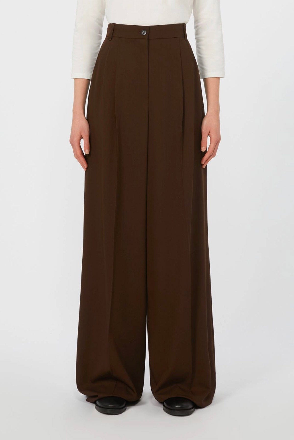 MAXMARA&#39;S BRANDS PANTALONE LUNGO  Pantaloni marroni in lana donna Max Mara Weekend Garenna