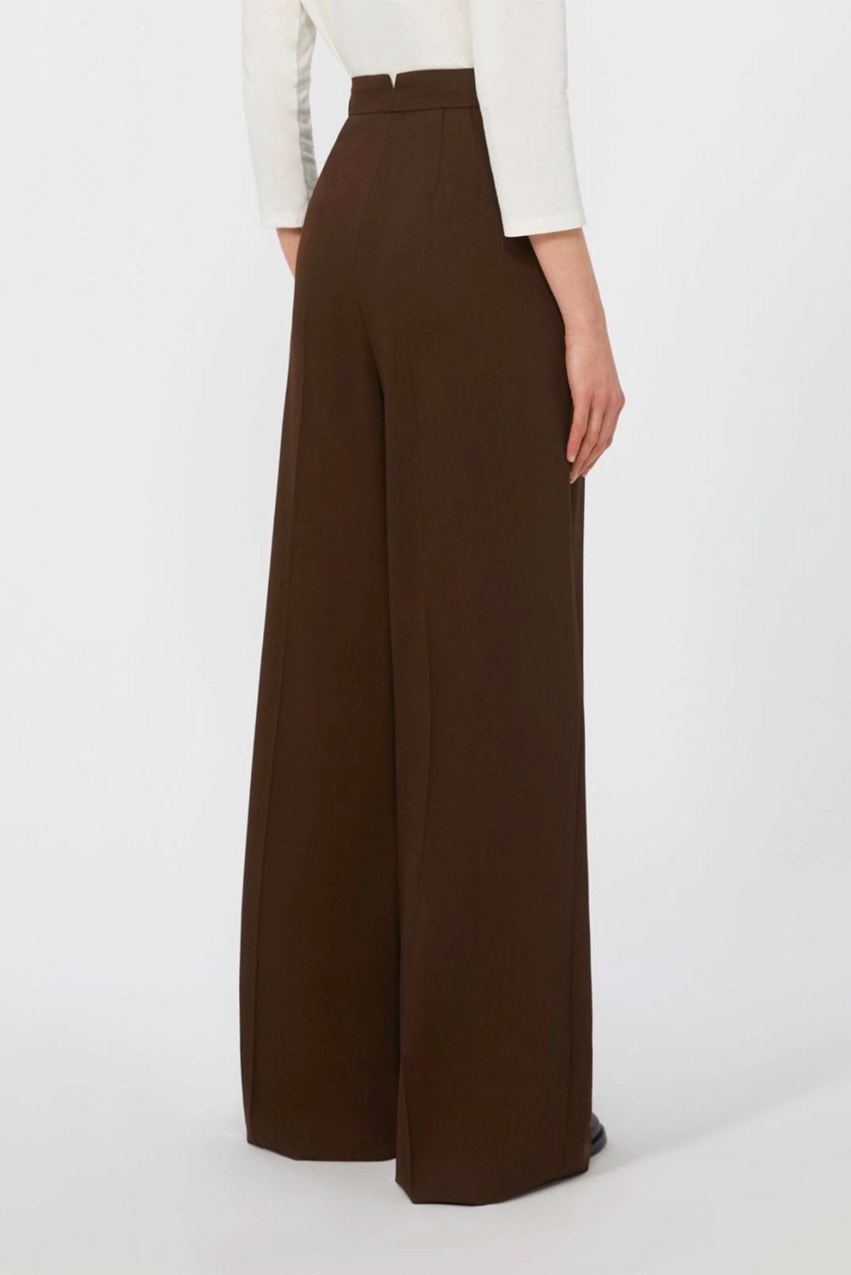 MAXMARA&#39;S BRANDS PANTALONE LUNGO  Pantaloni marroni in lana donna Max Mara Weekend Garenna