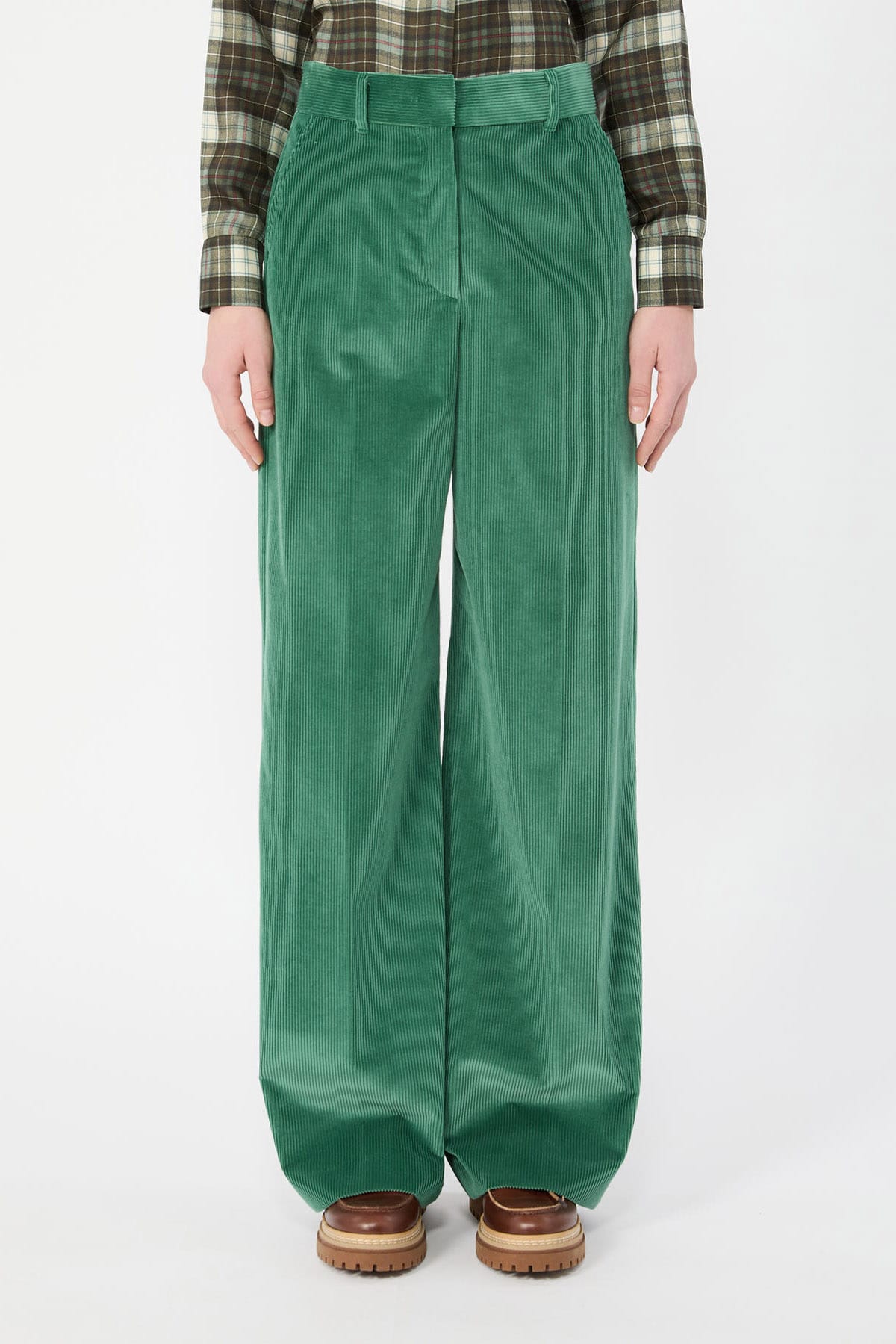 MAXMARA'S BRANDS PANTALONE LUNGO  VERDE BOSCO / 34 Pantaloni in Velluto donna Max Mara Weekend Wkdtania