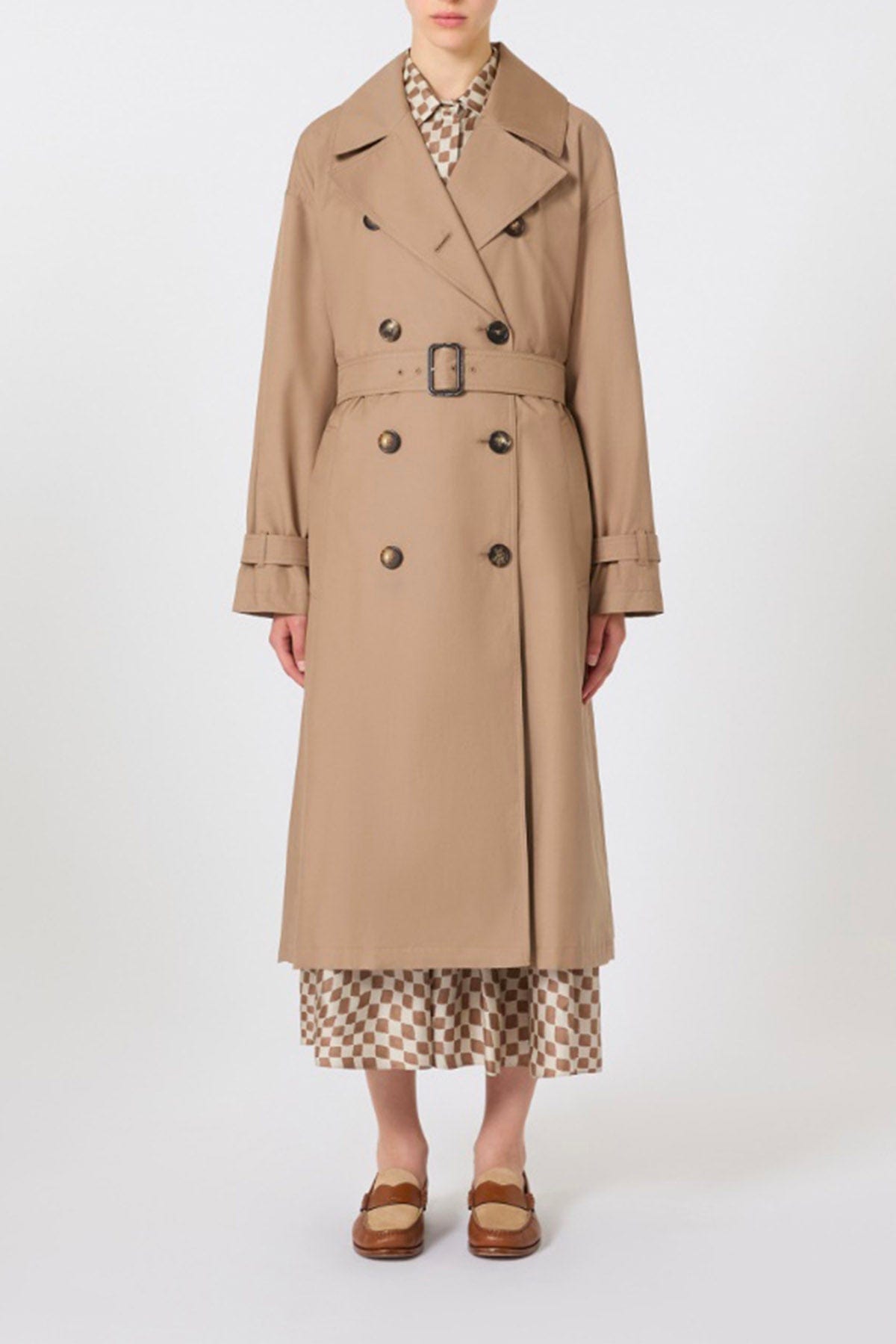 MAXMARA'S BRANDS SOPRABITO-IMPERMEABILE  CAMMELLO / 34 Impermeabile doppiopeto Max Mara The Cube Fiorito