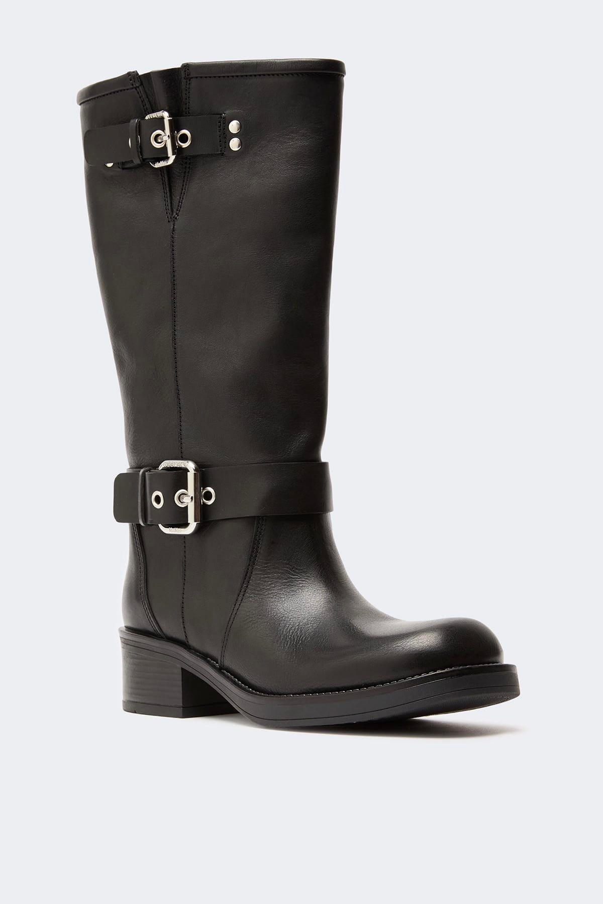 MAXMARA'S BRANDS STIVALI - STIVALETTI  Stivali in cuoio nero donna Max Mara Weekend Wkaaddobbo