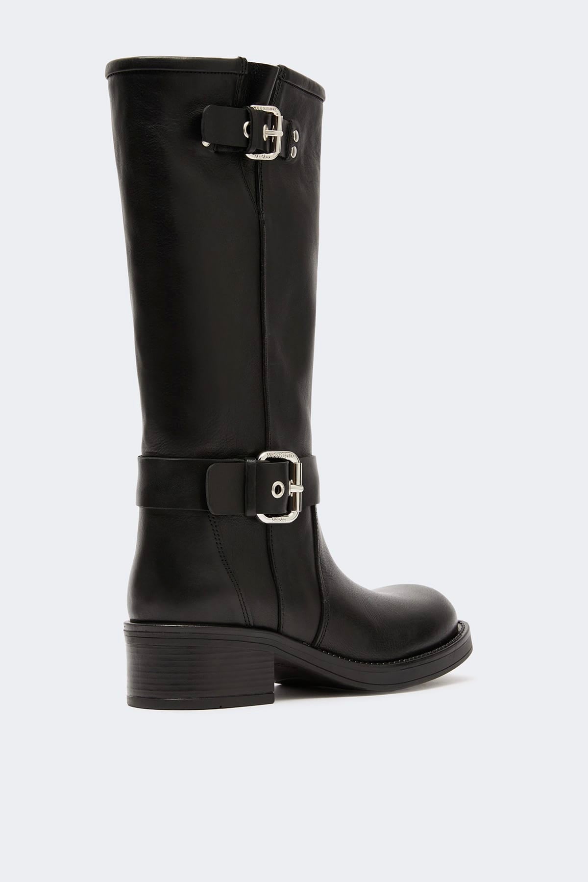 MAXMARA'S BRANDS STIVALI - STIVALETTI  Stivali in cuoio nero donna Max Mara Weekend Wkaaddobbo
