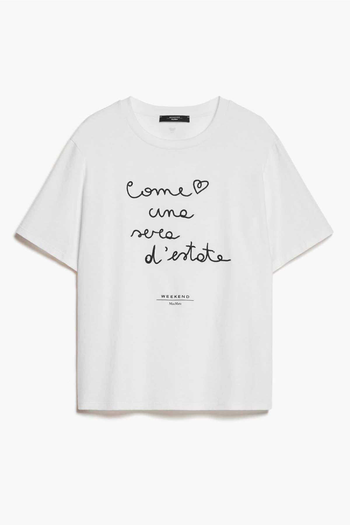 MAXMARA&#39;S BRANDS T&#39;SHIRT  BIANCO SCRITTA NERA / XXS T-Shirt Bianca Donna Weekend Max Mara Barbano