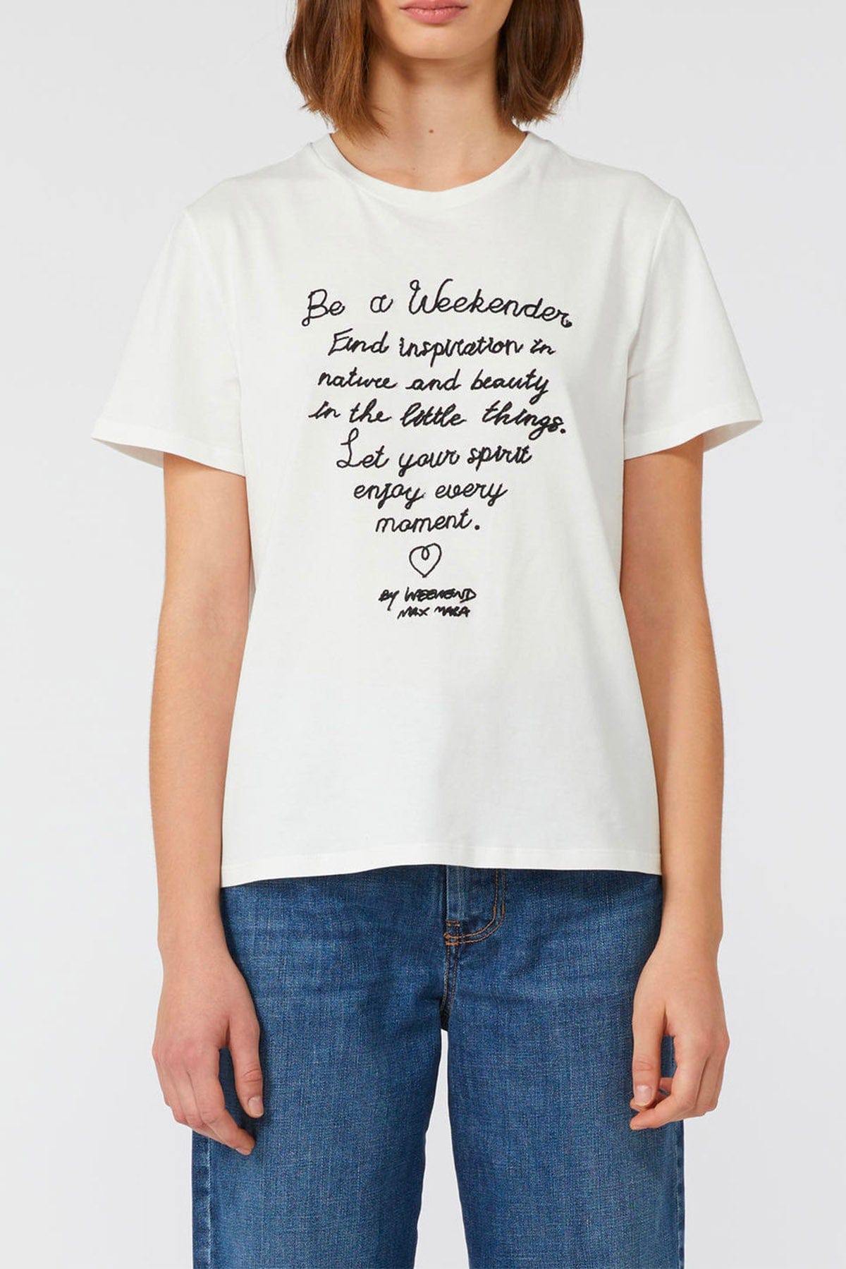 MAXMARA'S BRANDS T'SHIRT  BIANCO / XXS T-Shirt bianca ricamata Weekend Max Mara Ara