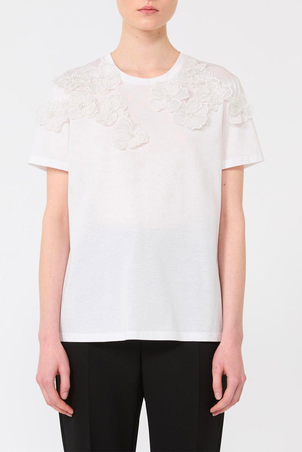 MAXMARA'S BRANDS T'SHIRT  BIANCO / XXS T-shirt in cotone con dettagli Max Mara Studio Mseeditti