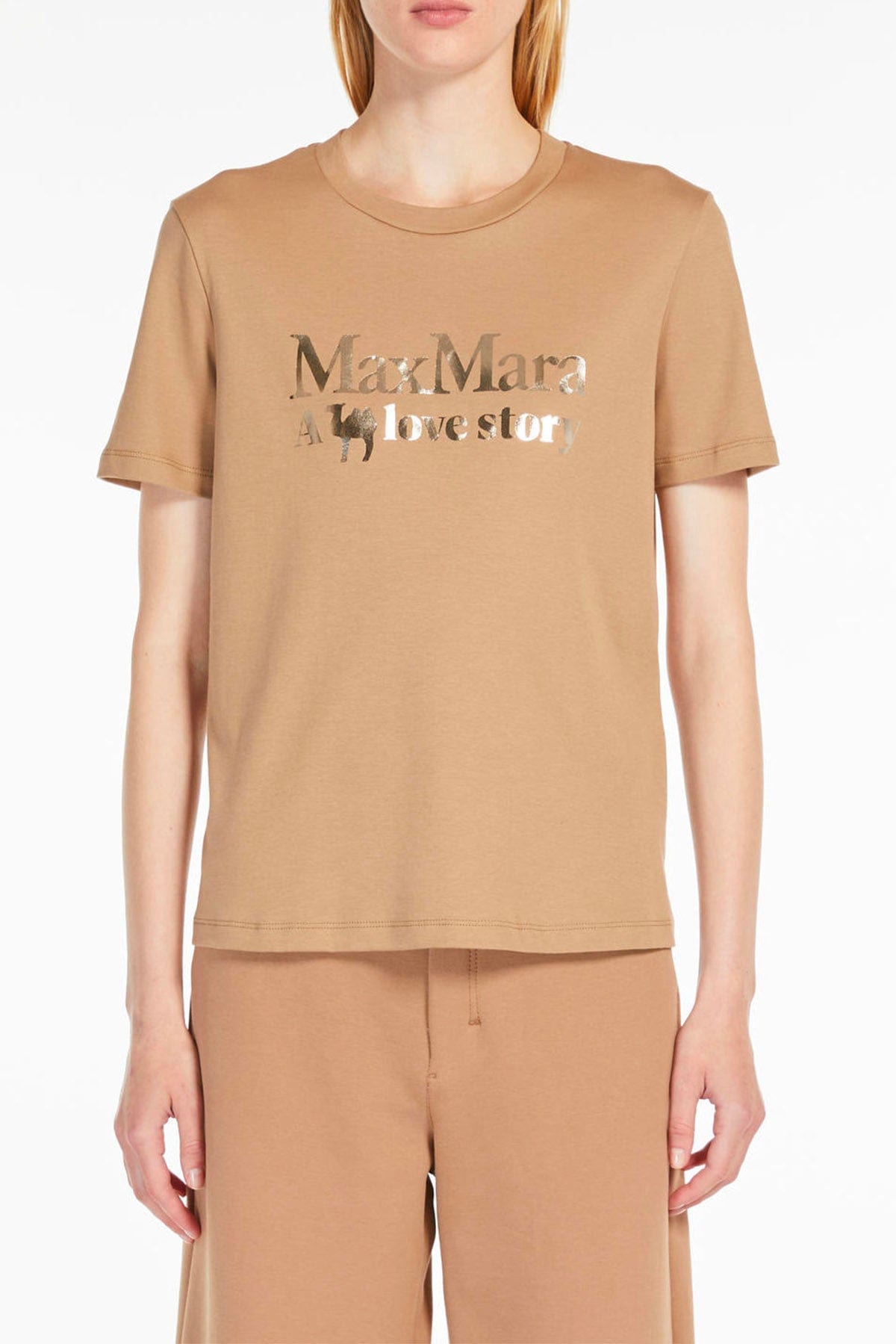 MAXMARA&#39;S BRANDS T&#39;SHIRT  CAMMELLO / XXS T-Shirt donna in cotone &#39;S Max Mara Quieto