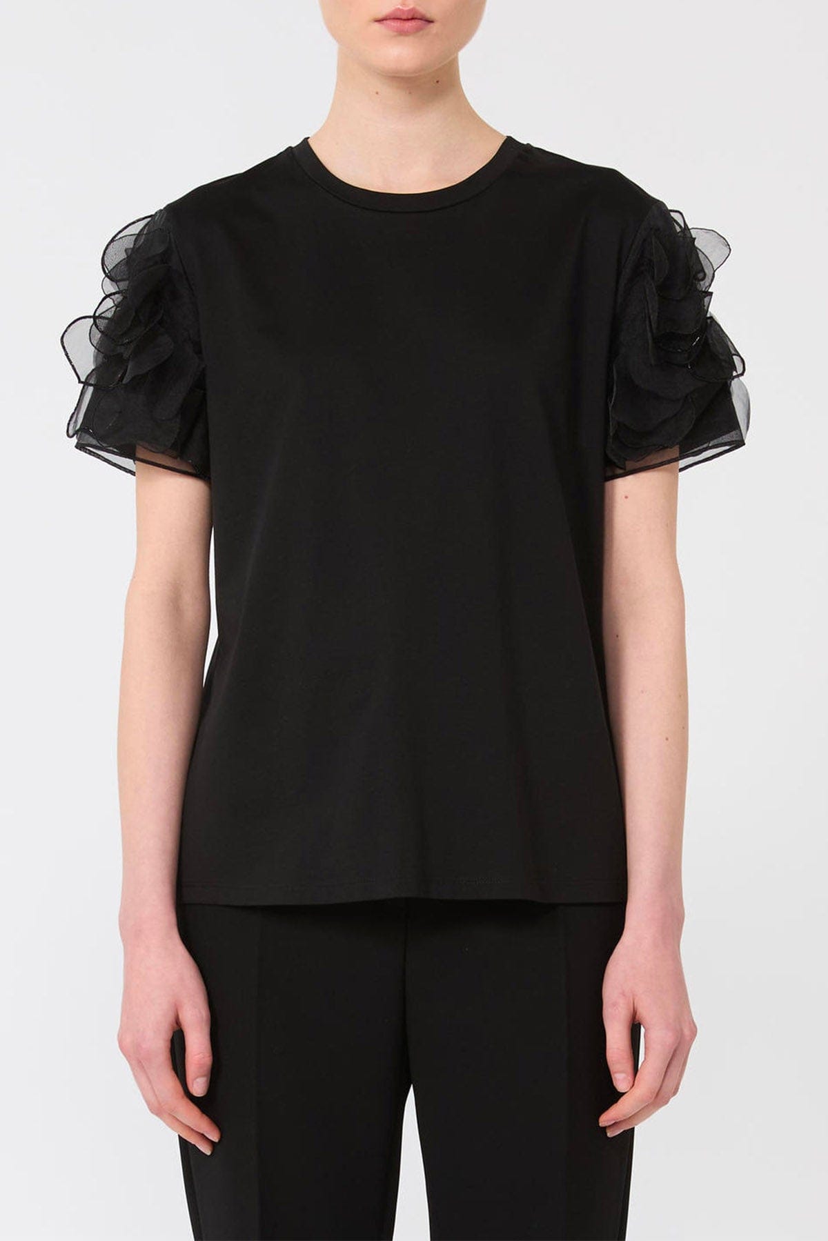 MAXMARA'S BRANDS T'SHIRT  NERO / XXS T-shirt in cotone con dettagli Max Mara Studio Mseeditti