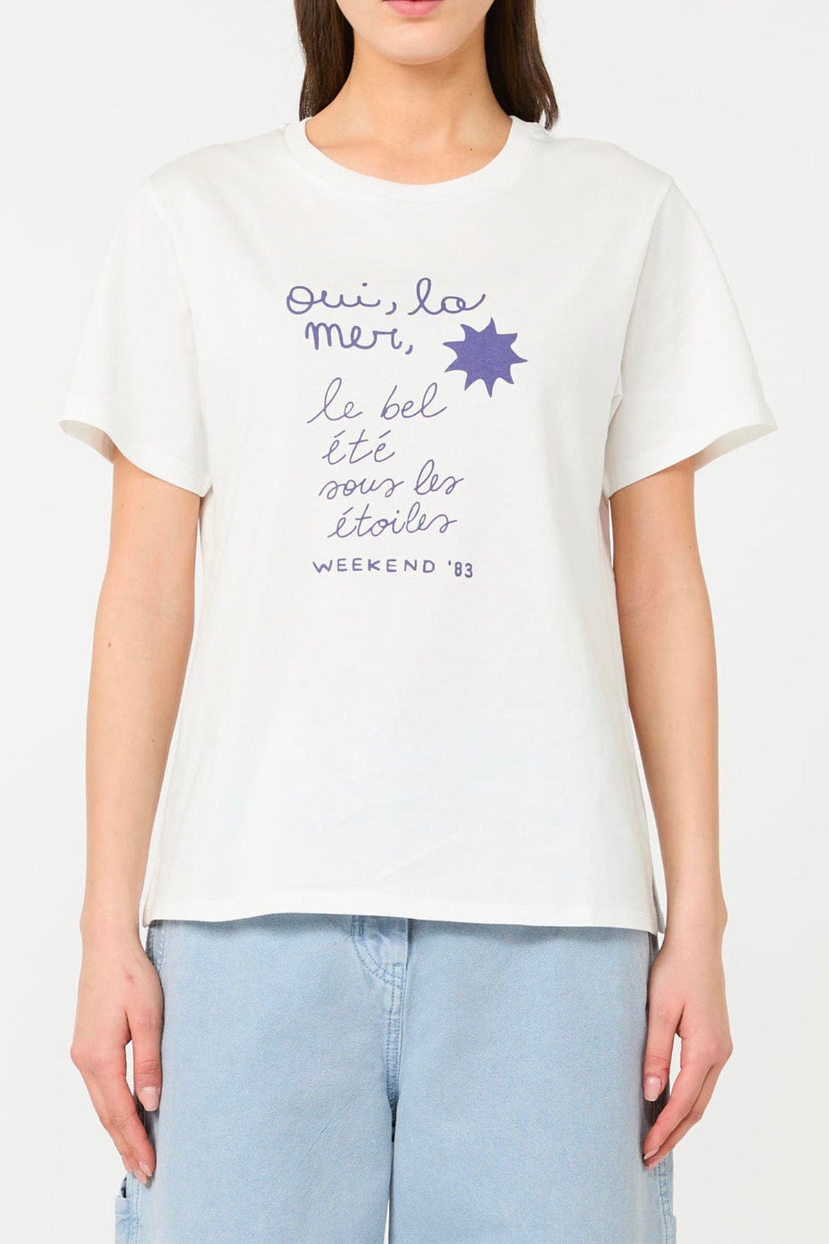 MAXMARA'S BRANDS T'SHIRT  SCRITTA BLU / XXS T-Shirt in cotone donna Max Mara Weekend Wkdpantera
