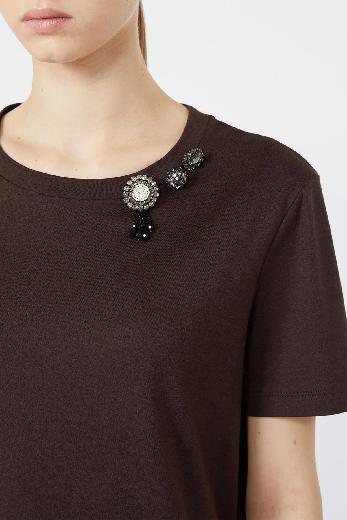 MAXMARA'S BRANDS T'SHIRT  T-Shirt marrone con dettaglio 'S Max Mara Smmmitico