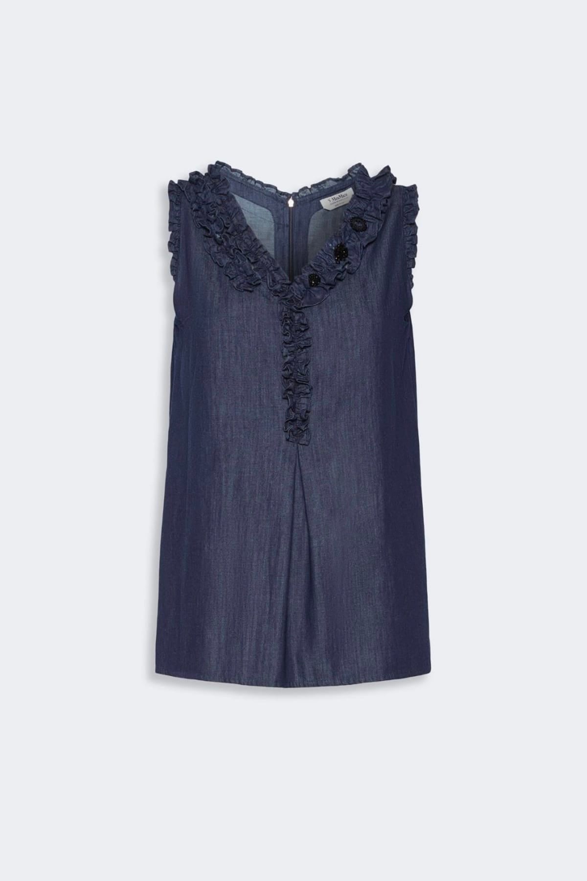 MAXMARA'S BRANDS TOP-CANOTTIERA IN TES.  BLU SCURO / 34 Top in cotone donna 'S Max Mara Stmpiuma