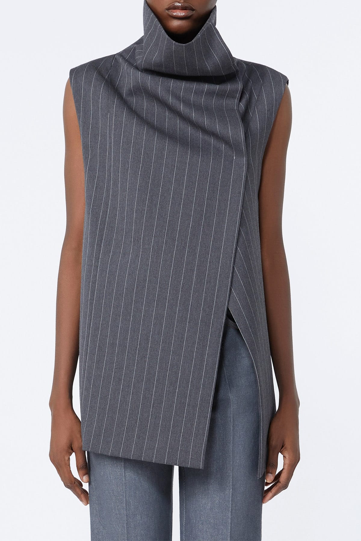 MAXMARA'S BRANDS TOP-CANOTTIERA IN TES.  Top a collo alto Sportmax Sfilata Spsalbata