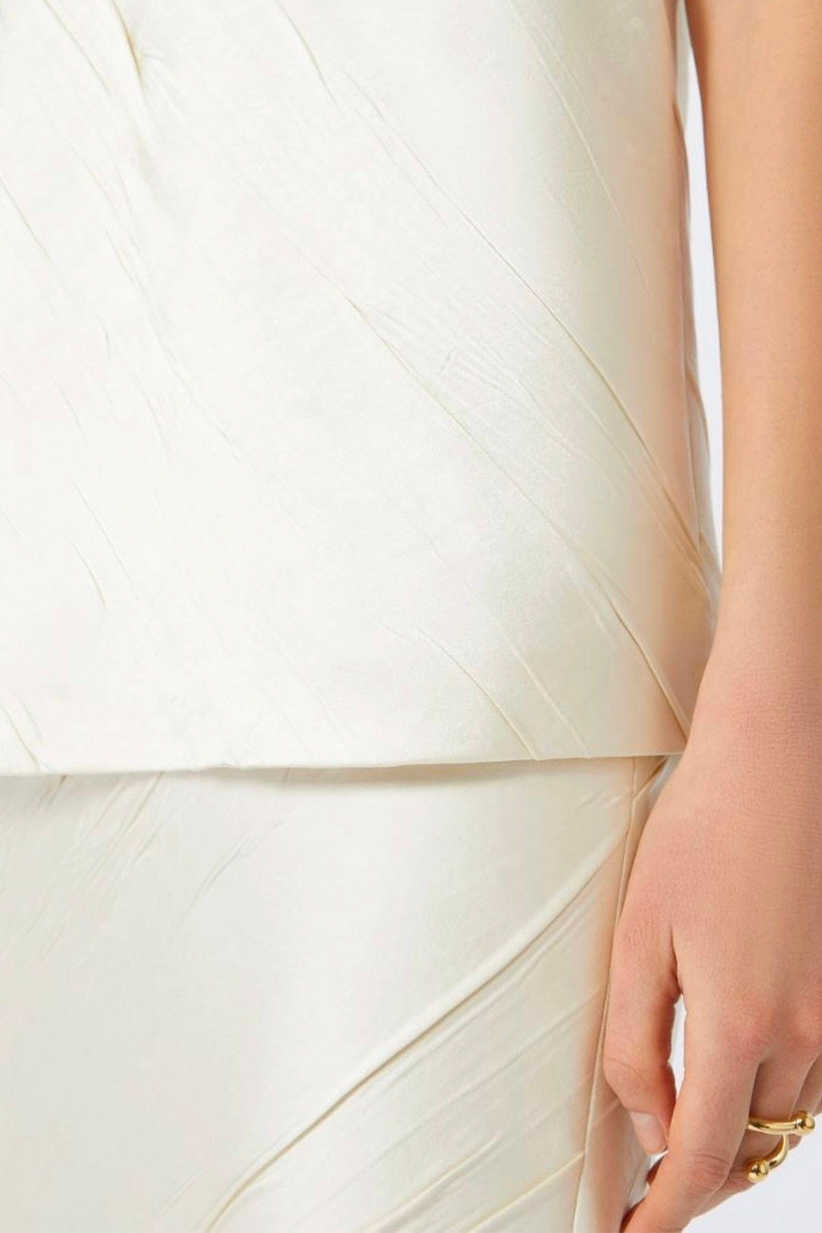 MAXMARA&#39;S BRANDS TOP-CANOTTIERA IN TES.  Top bianco donna in raso bianco burro Sportmax Fatuo