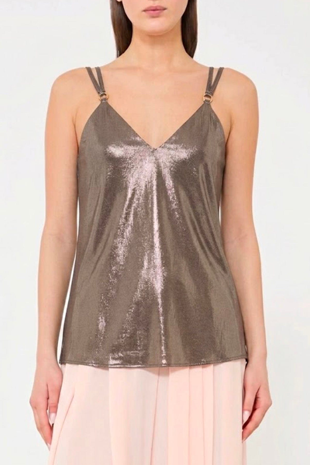 MAXMARA'S BRANDS TOP-CANOTTIERA IN TES.  BEIGE EMATITE / 34 Top donna con doppia spallina Studio Max Mara Mseghiera