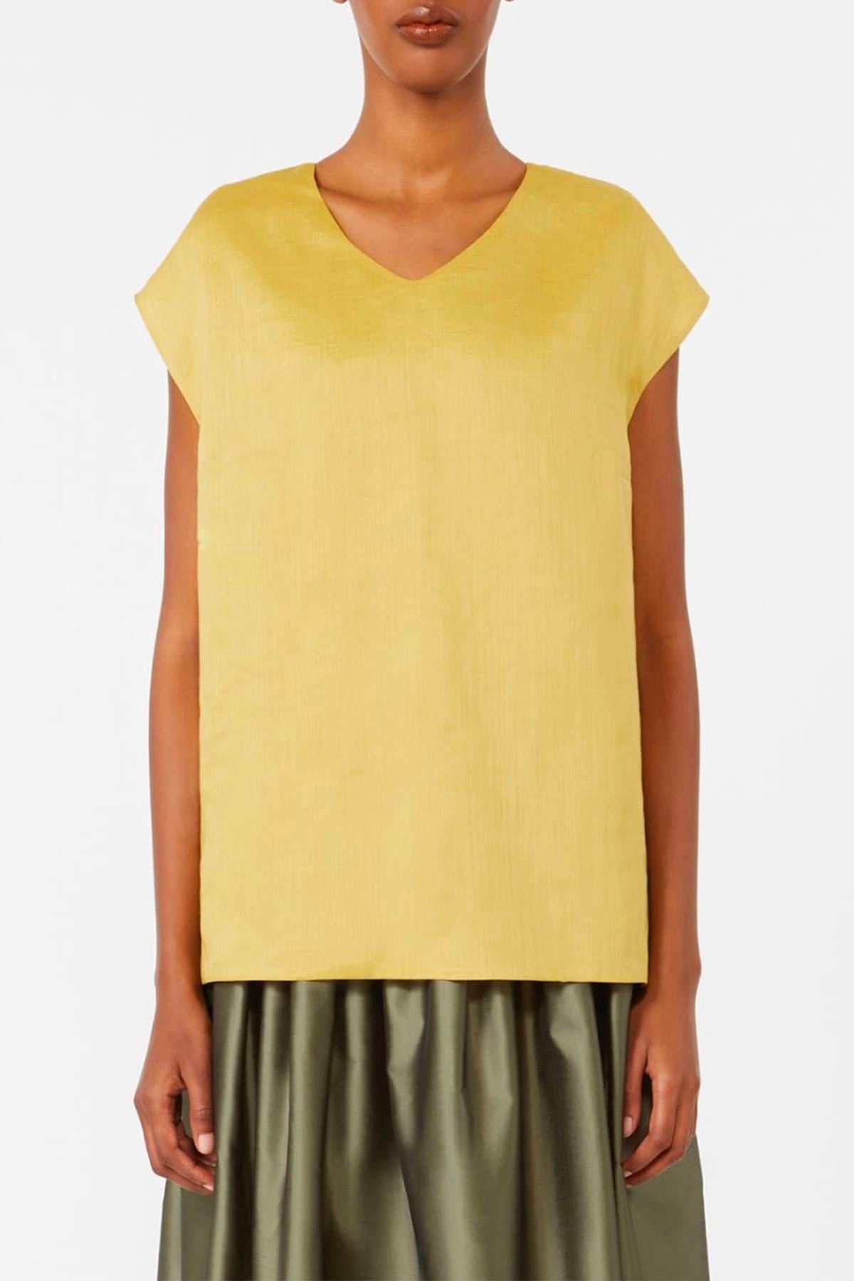 MAXMARA'S BRANDS TOP-CANOTTIERA IN TES.  Top donna 'S Max Mara giallo Smmtalento