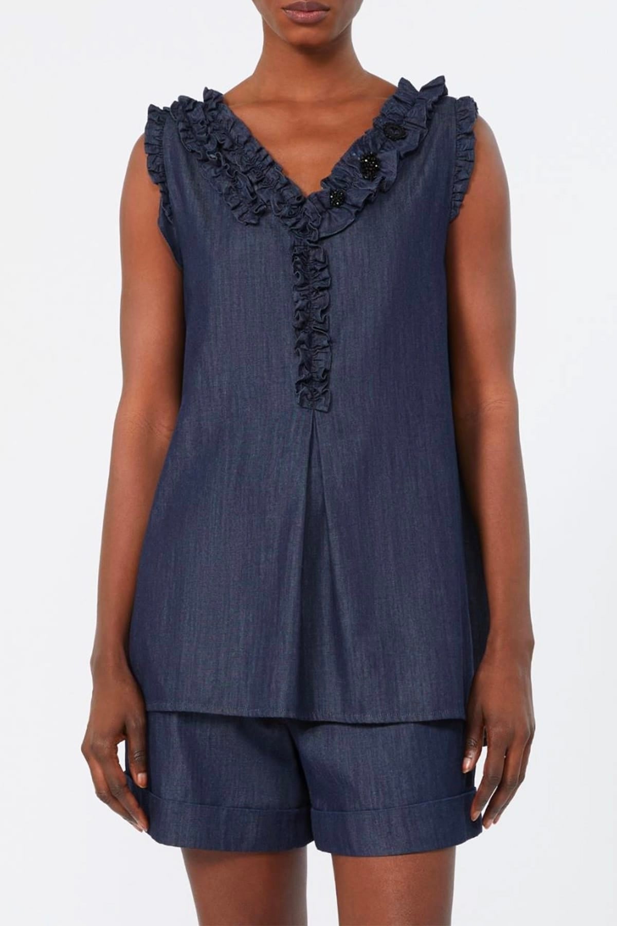 MAXMARA'S BRANDS TOP-CANOTTIERA IN TES.  Top in cotone donna 'S Max Mara Stmpiuma