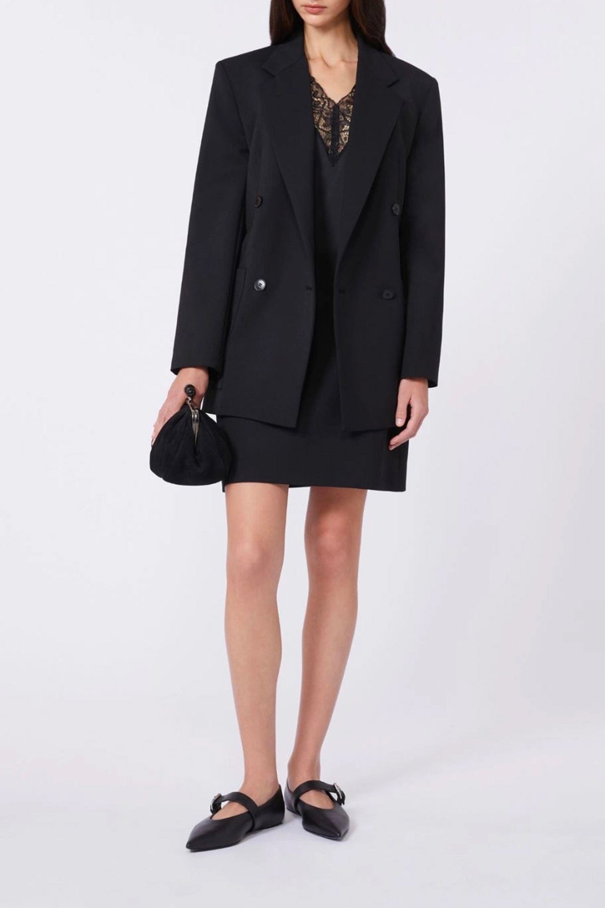 MAXMARA'S BRANDS TOP-CANOTTIERA IN TES.  Top in raso bordo in pizzo nero Weekend Max Mara Wkdstaffa