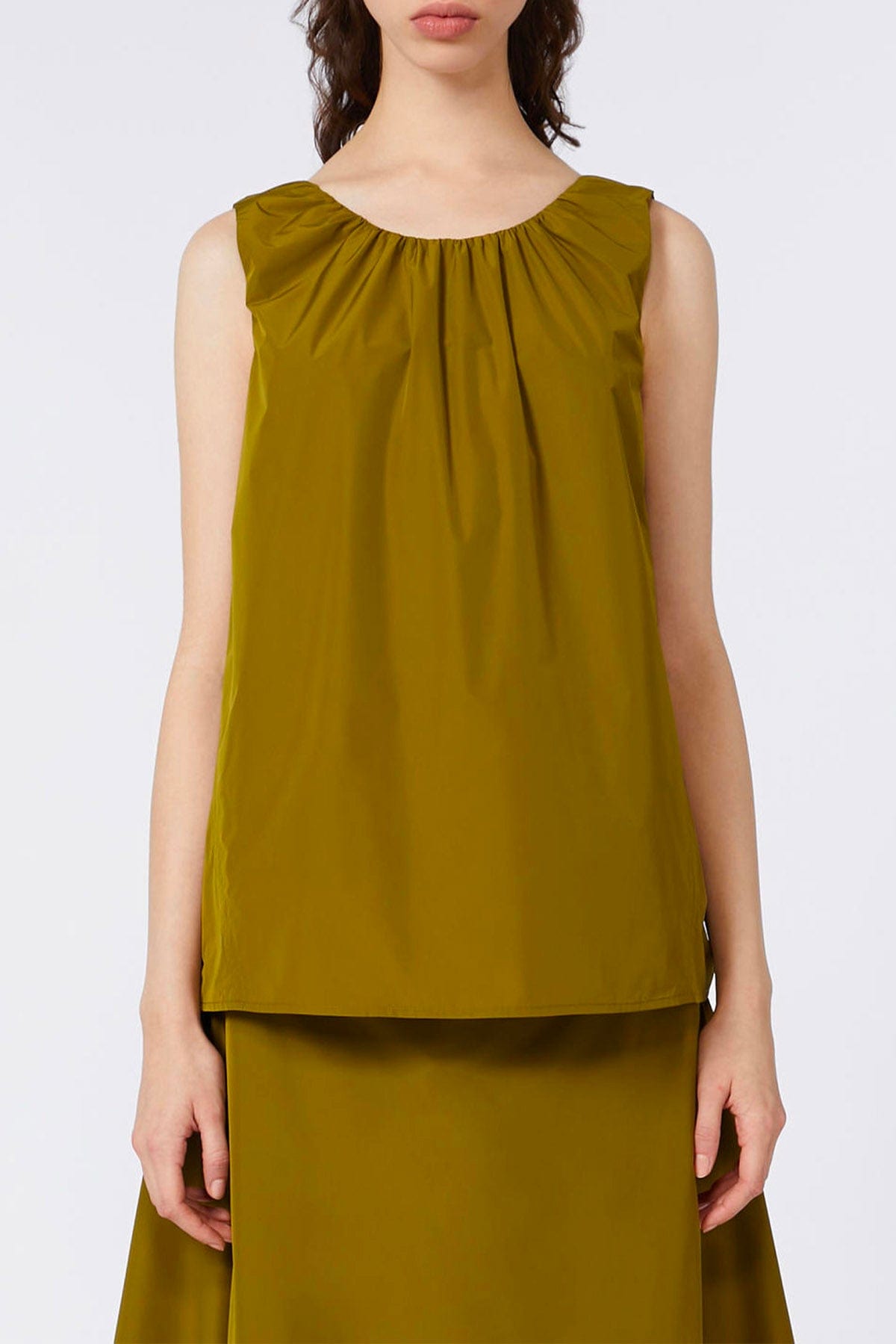 MAXMARA'S BRANDS TOP-CANOTTIERA IN TES.  VERDE OLIVA / 34 Top verde oliva donna Max Mara Mm Ariccia