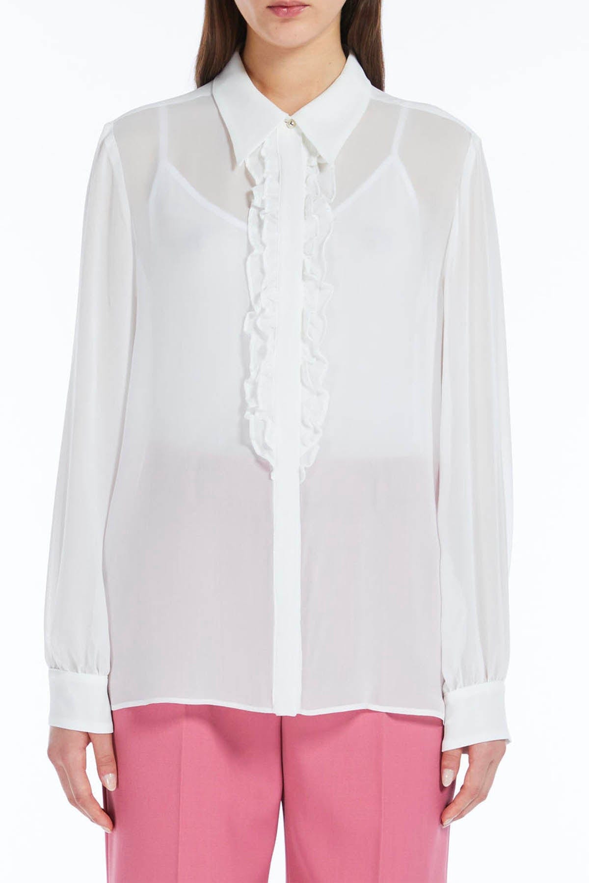 MAXMARA&#39;S BRANDS TUTA / BLUSA BIANCO SETA / 34 Camicia in Seta Bianca Donna Max Mara Gubbio