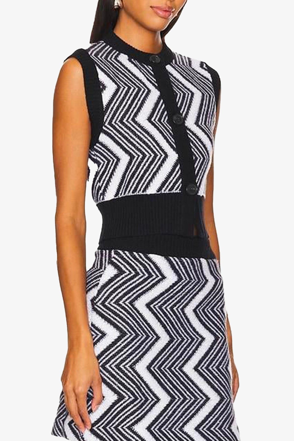 MISSONI GILET  BIANCO E NERO / 36 Top in Maglia Senza Maniche Missoni DS24WN21