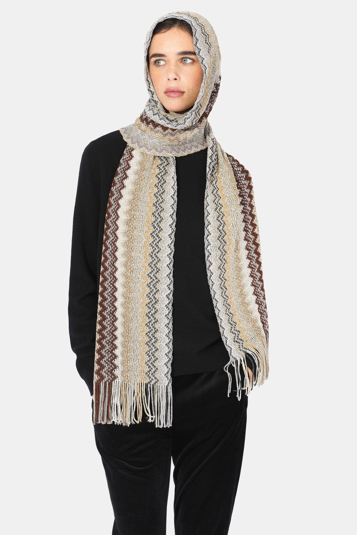 MISSONI SCIARPA-MAGLIA JERSEY MULTICOLOR / UNICA Sciarpa con frange Missoni SC13VMDA219